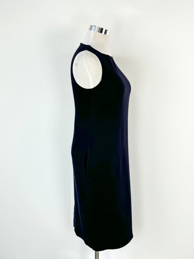 Sofie D'Hoore Navy Blue Crepe Wool Midi Dress - AU12