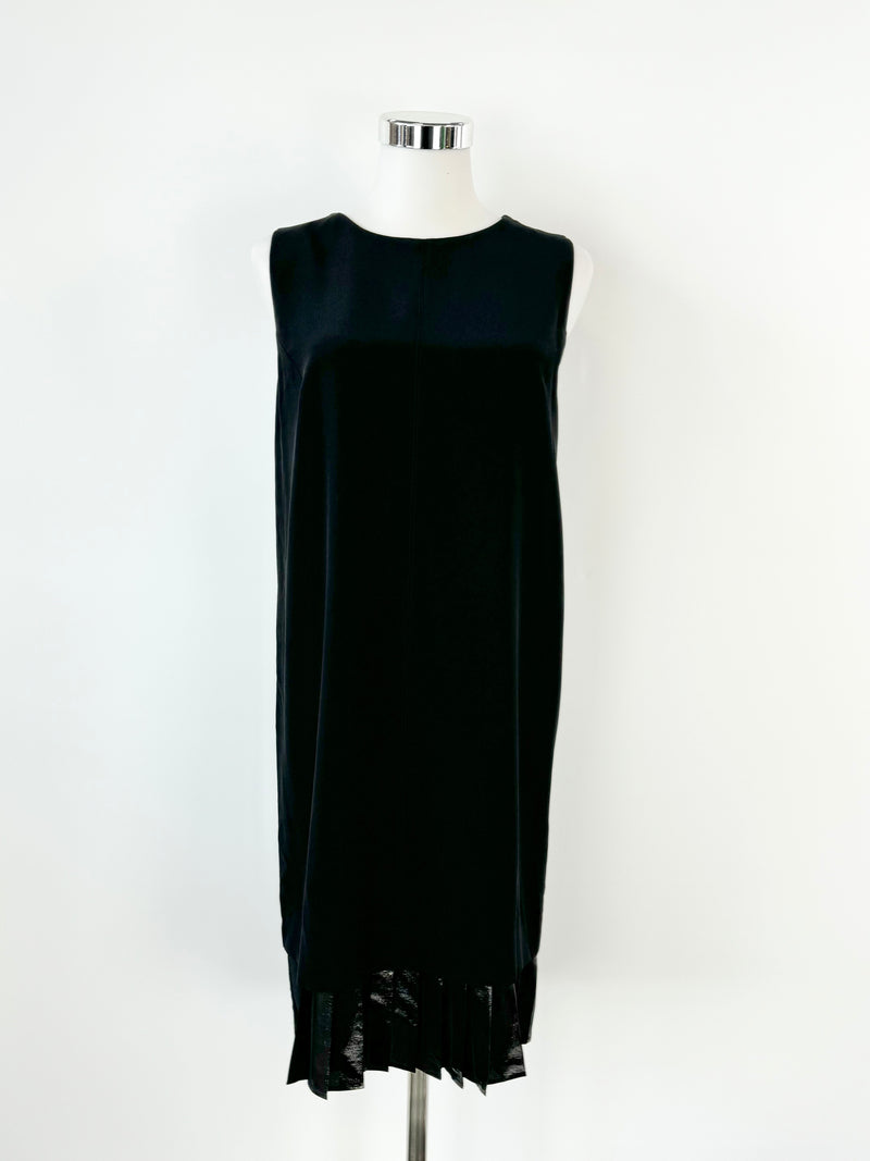 SportMax Black Metallic Pleat Trim Dress - AU10