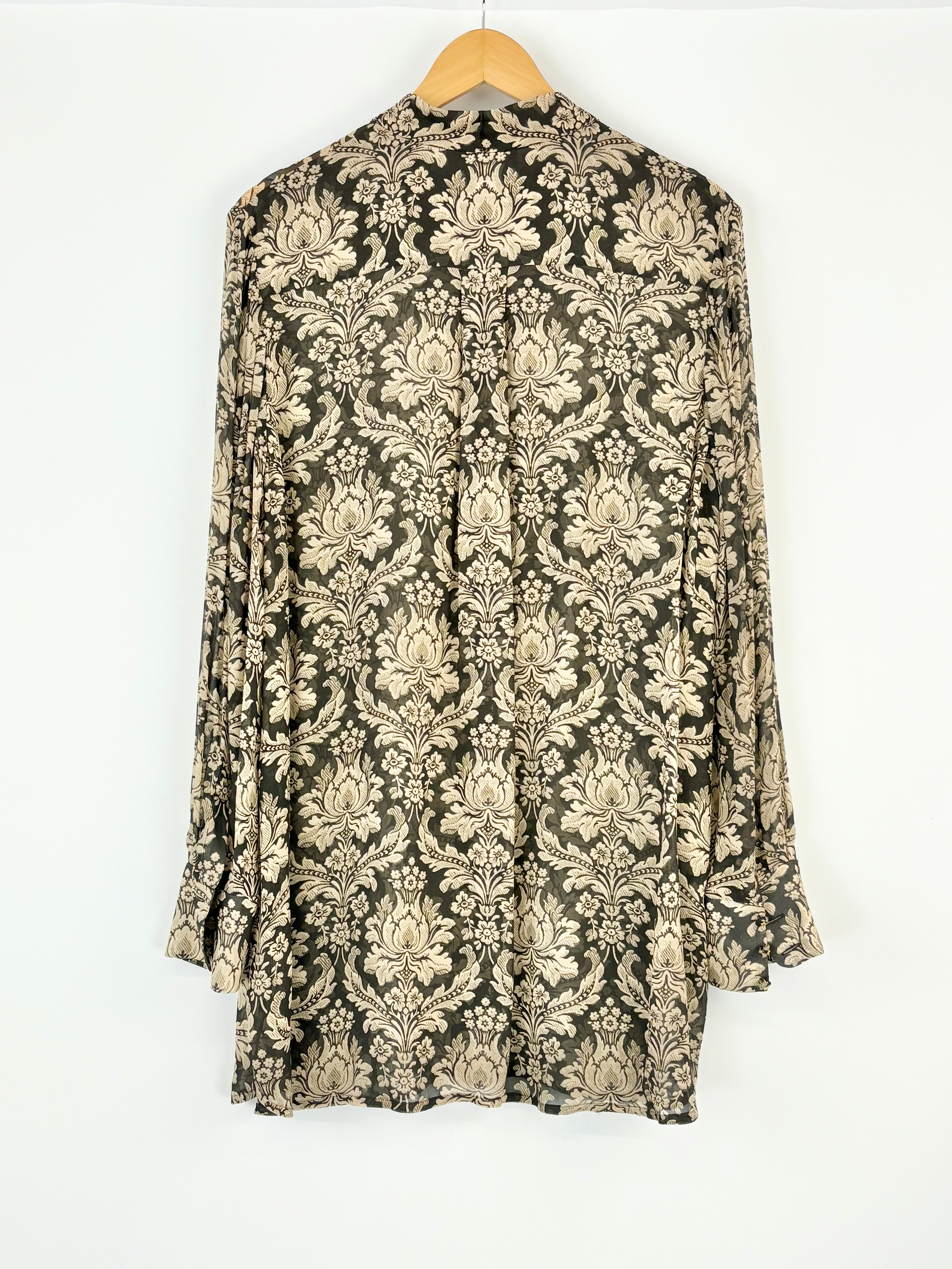 Zimmermann Sheer Brown Floral Blouse - AU16