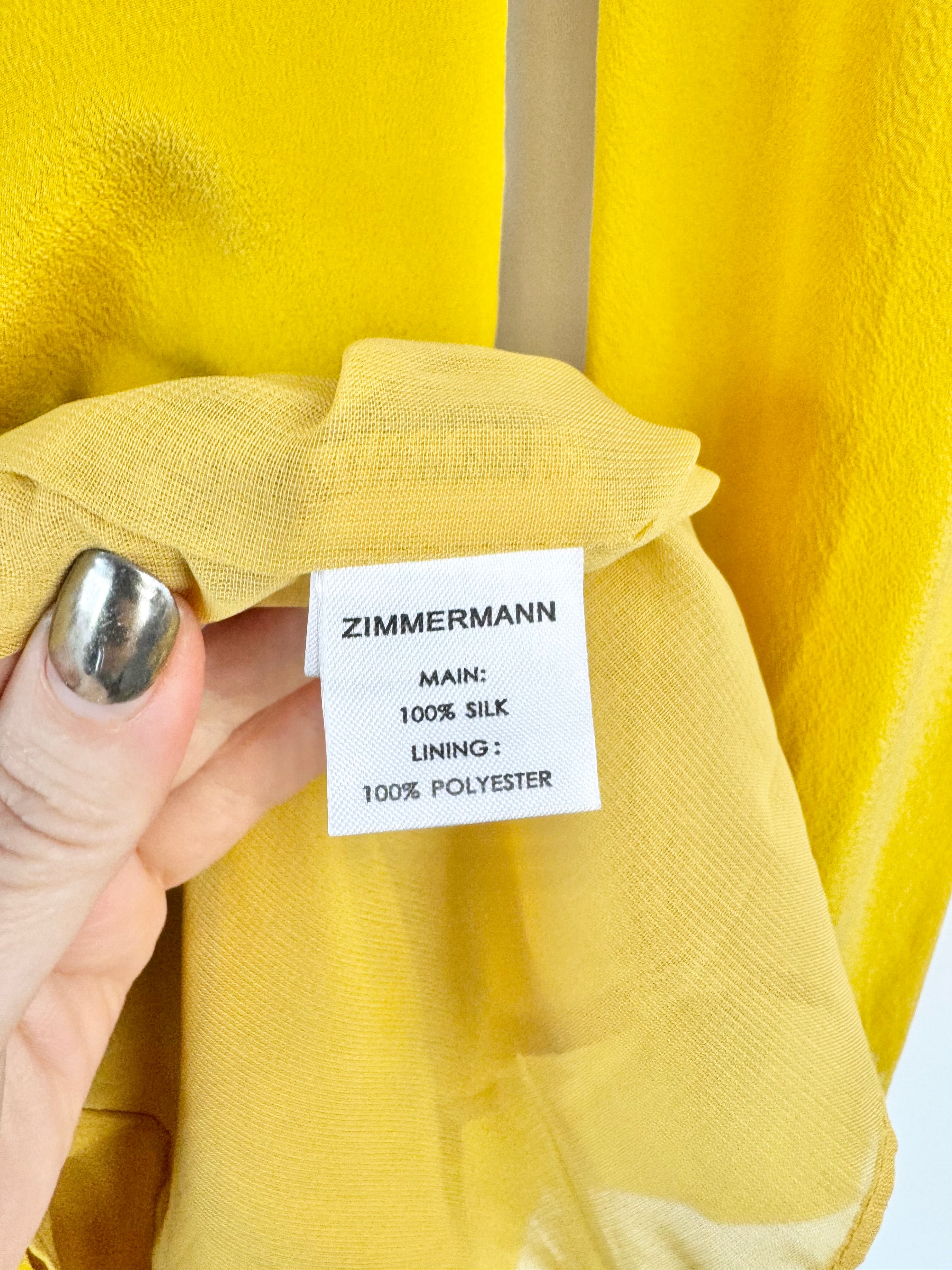 Zimmermann Mustard Yellow Long Sleeve Silk Body Con Dress - AU8/10