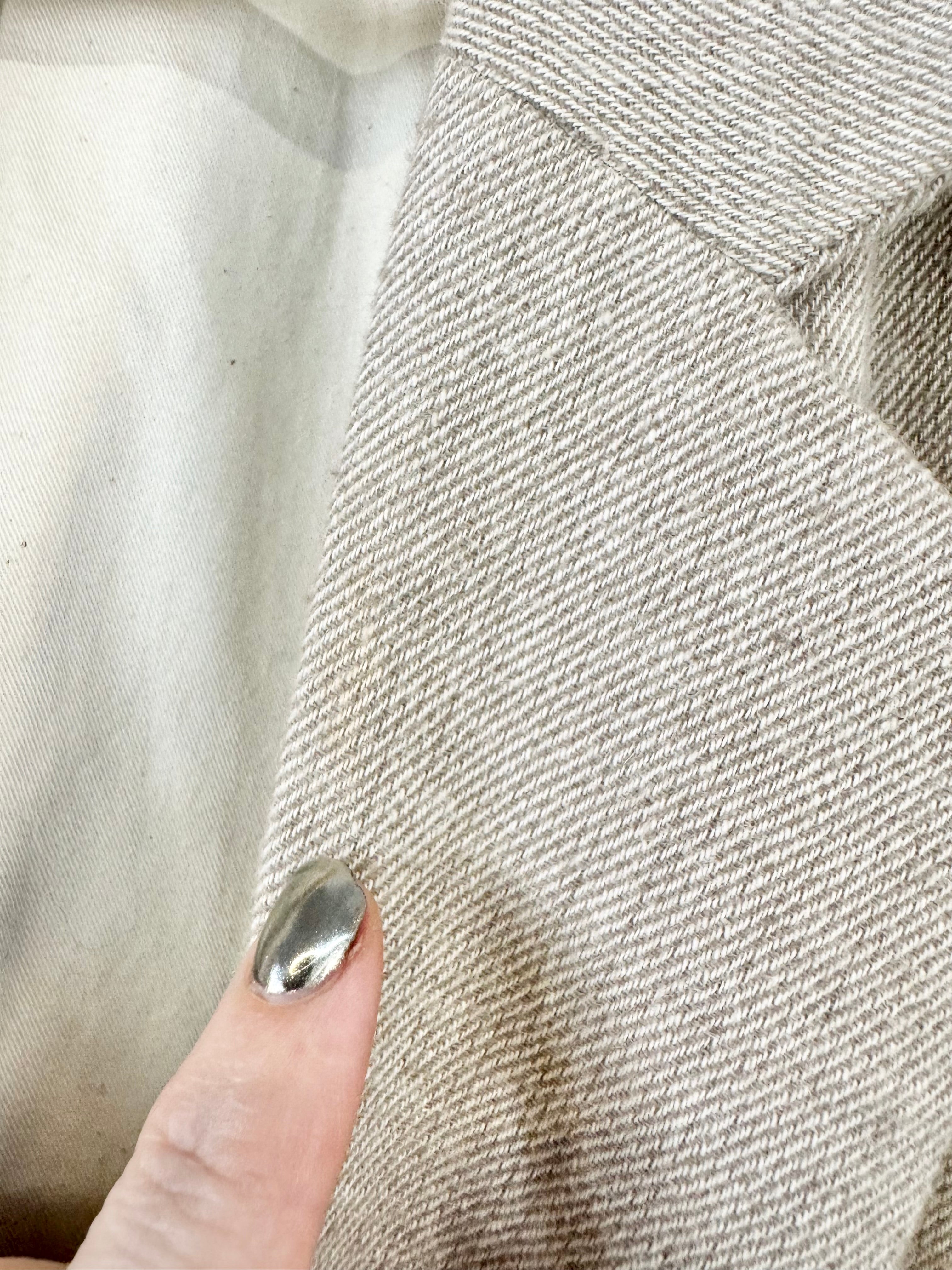 Samansa Mos2 Beige Cotton, Wool & Linen Blend Trench Coat - AU10