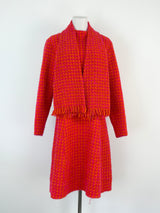 Vintage 60s Allen Gar Fuchsia & Orange Woven-Wool Dress - AU8