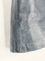 Ena Pelly Navy Blue Biker-Style Leather Jacket - AU6/8