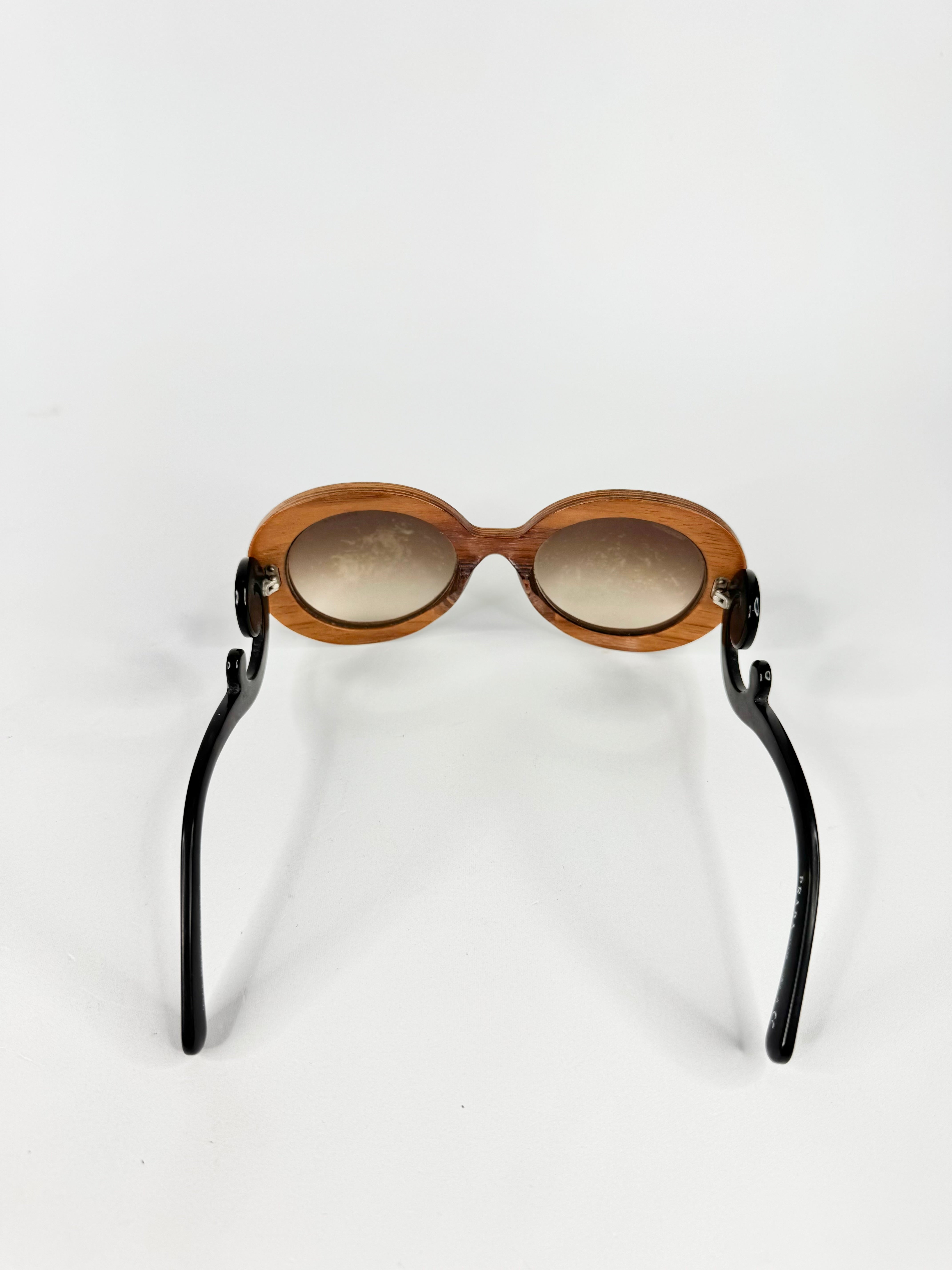 Prada Black & Wood Baroque Swirl Sunglasses