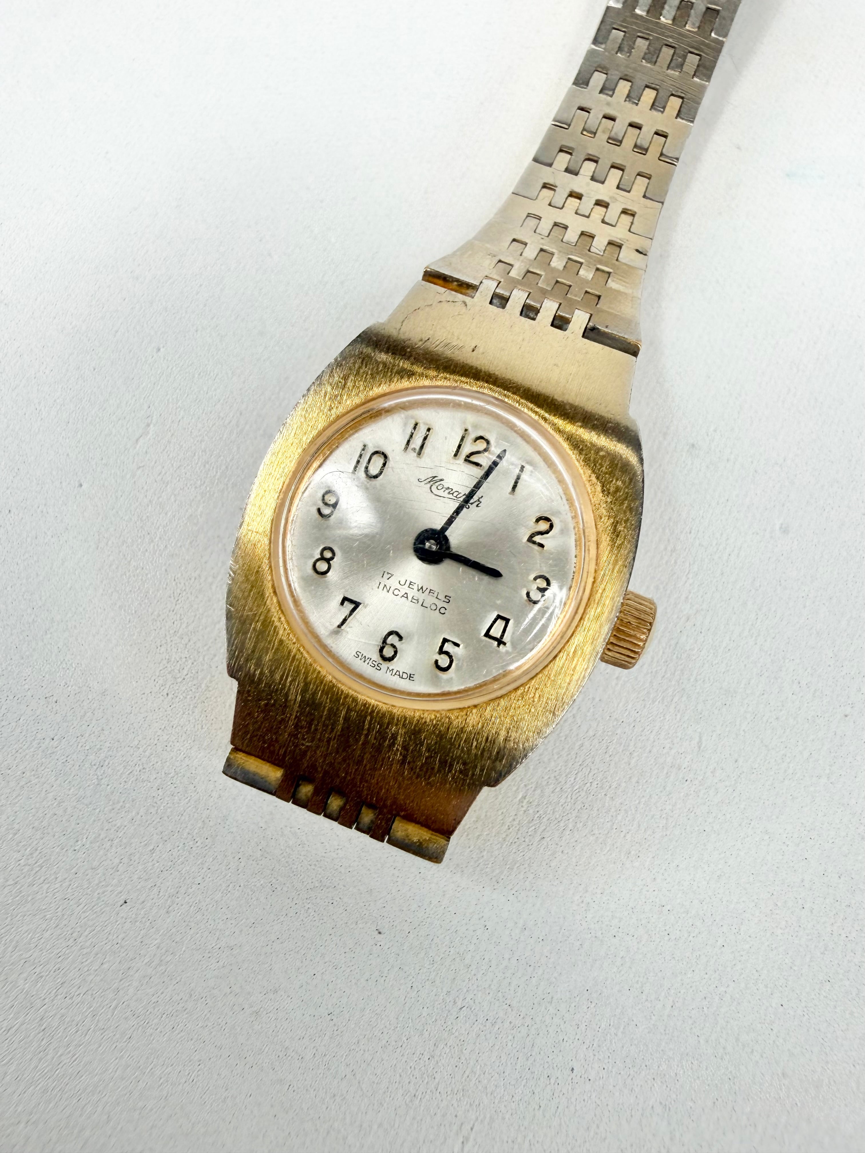 Vintage Monarch Swiss-Made Gold-Toned Wristwatch