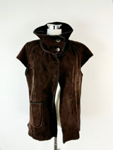 Genel London Bark Brown Shearling Vest - AU8