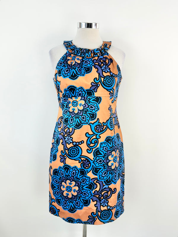 Taylor Tan & Electric Blue Floral Shift Dress - AU14