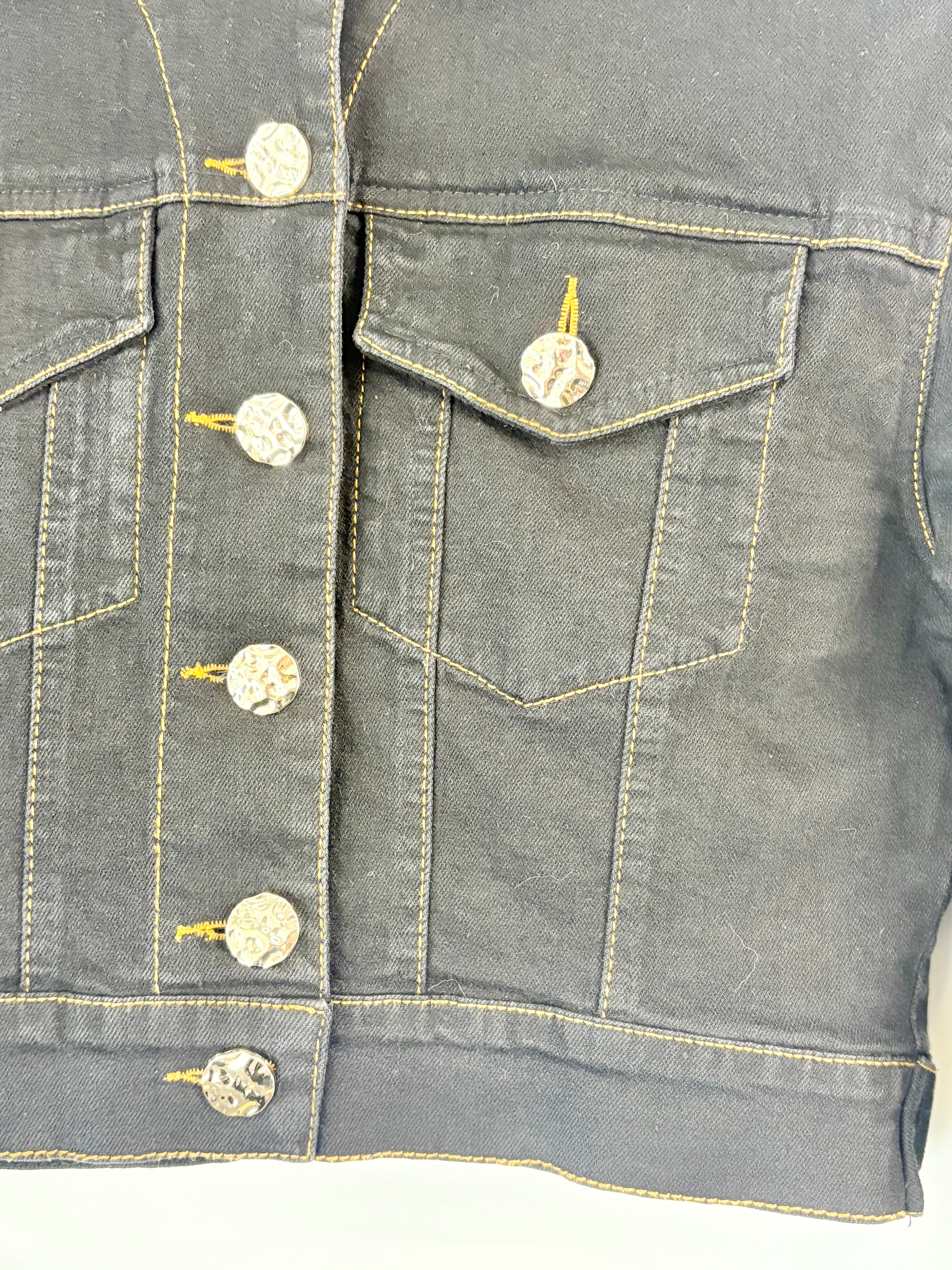 Sabina Musayev Black Denim Cropped Jacket - AU6/8