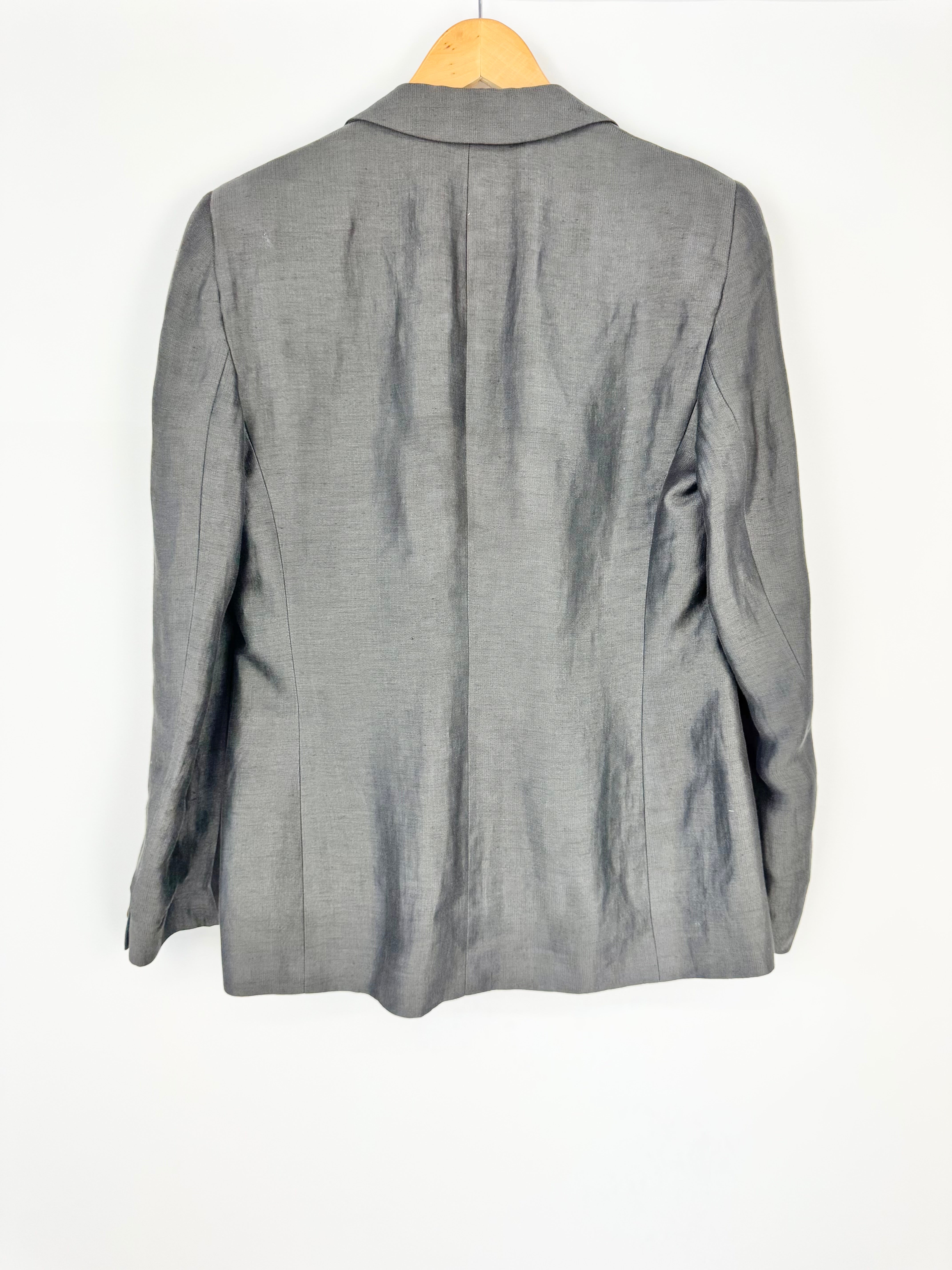 Giorgio Armani Ash Grey Linen & Silk Blazer - AU12