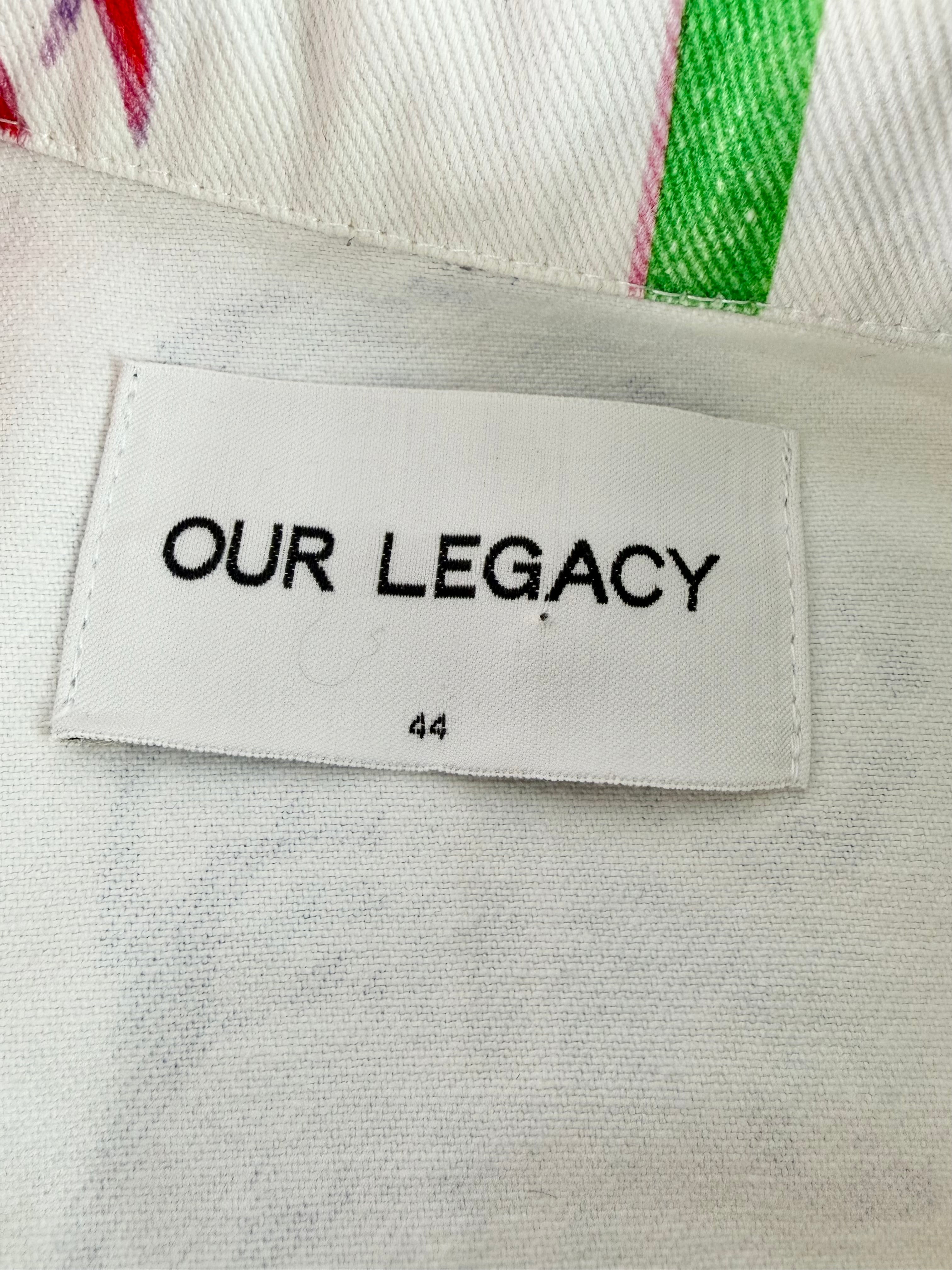 Our Legacy White Palm Tree Patterned Denim Jacket - AU12