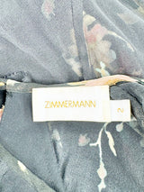 Zimmermann Sheer Black Floral Cropped Blouse - AU8/10