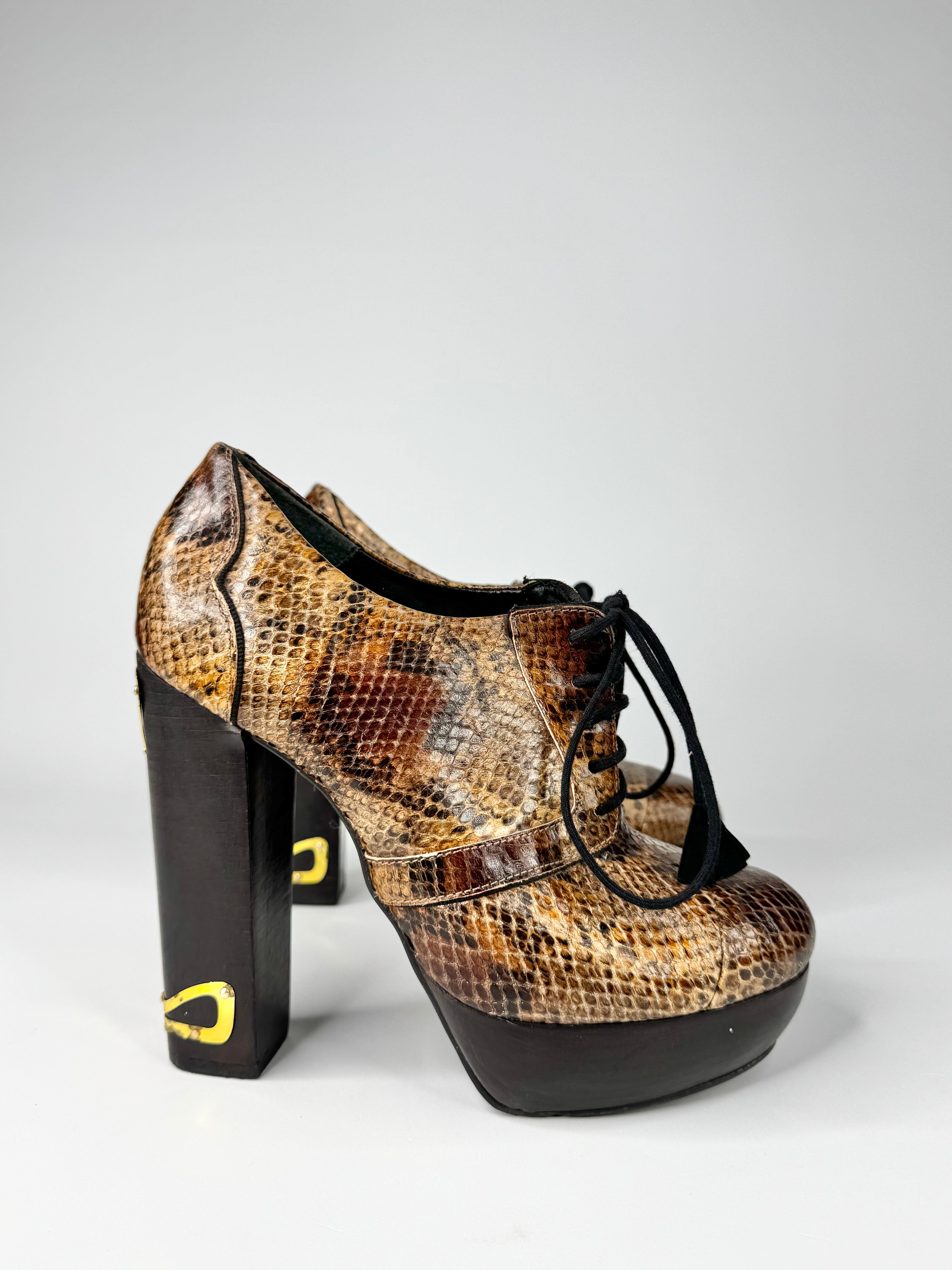 Biba 2011 'Valencia' Snakeskin Leather Brogue Platform Pumps - EU39