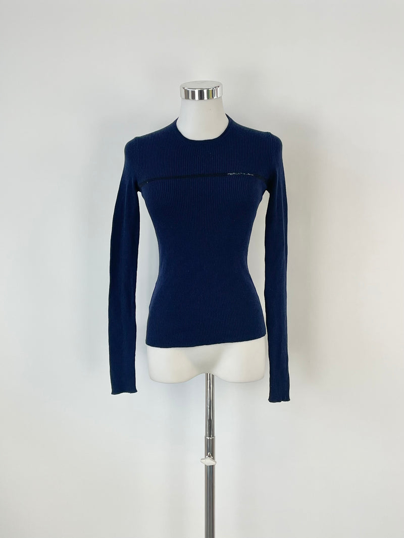 Prada Navy Blue Wool-Knit Sweater - AU6/8