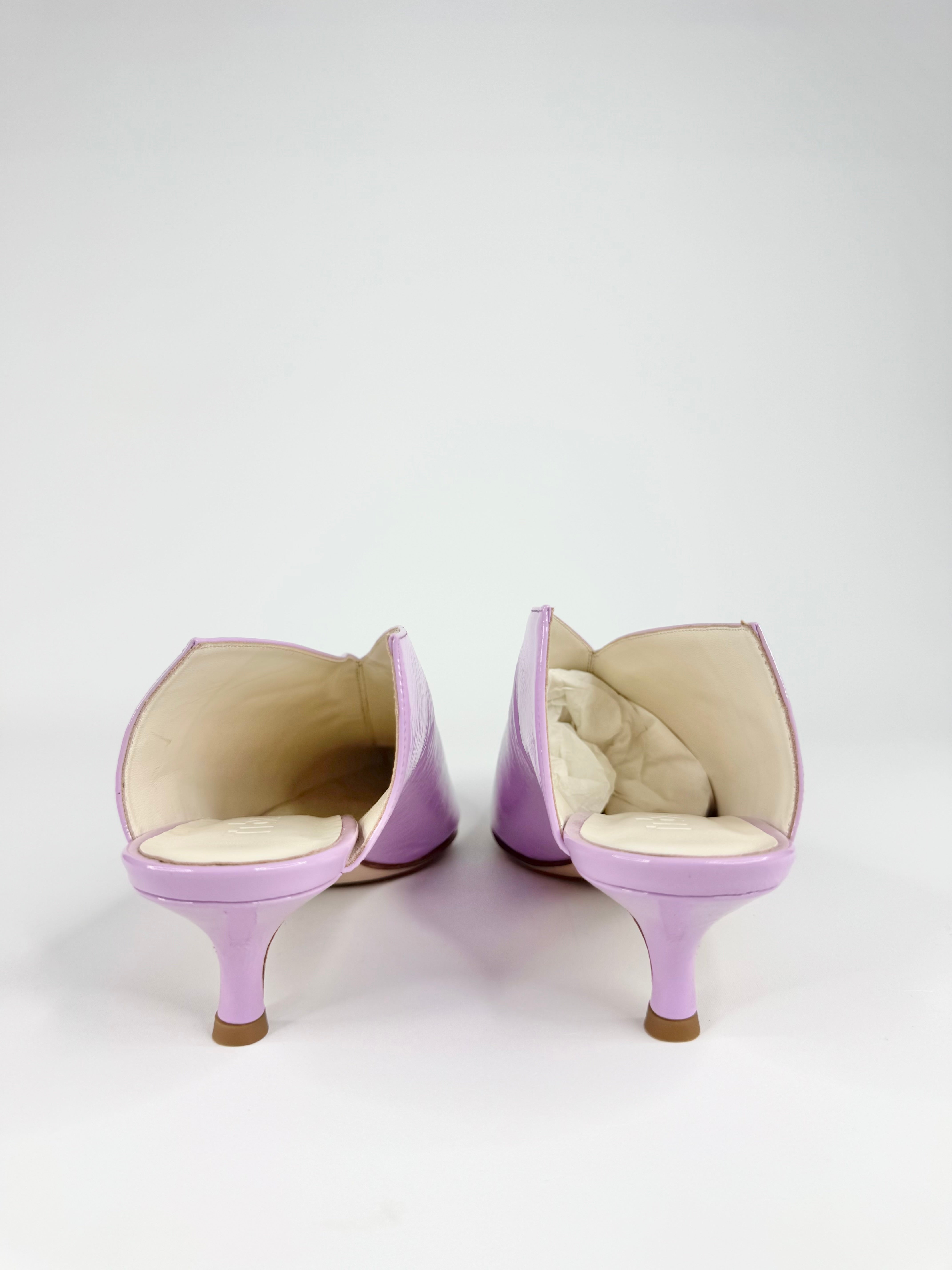 Tibi Lavender 'Jase Crinkled' Patent Leather Mules NWT - EU38.5