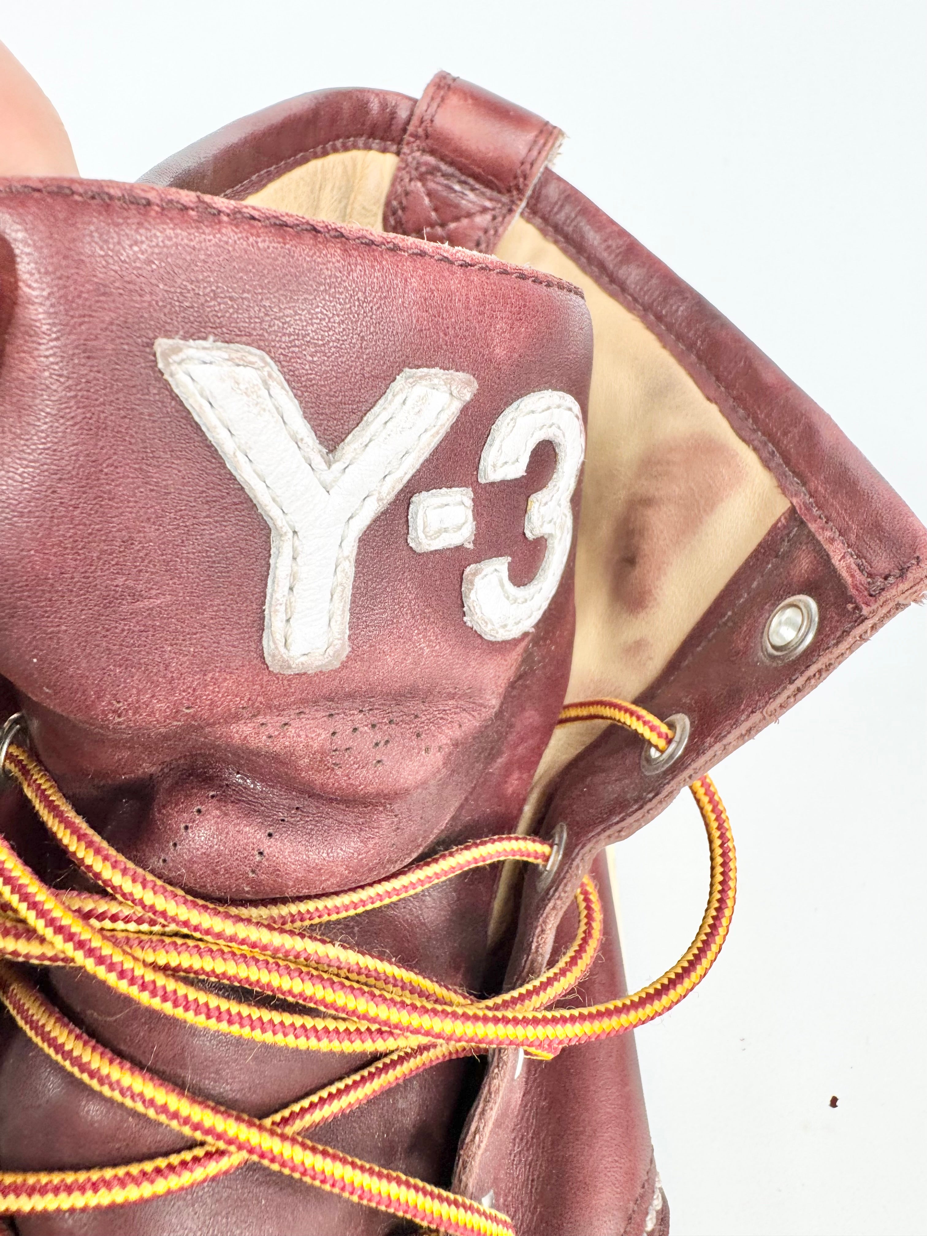 Adidas Y-3 Oxblood Red 'Hayworth' High Top Leather Sneakers - EU45.5