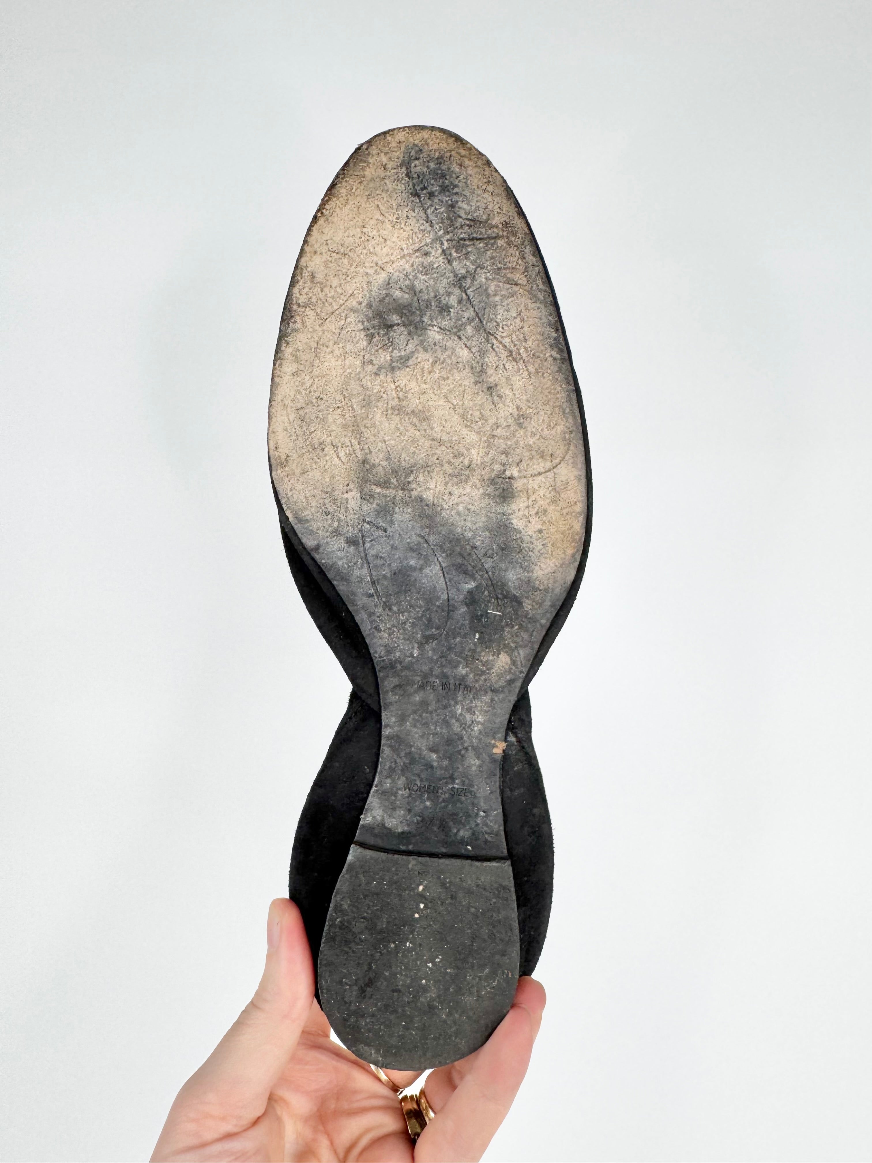 Roger Vivier Black Suede D'Orsay Ballet Flats - EU37.5