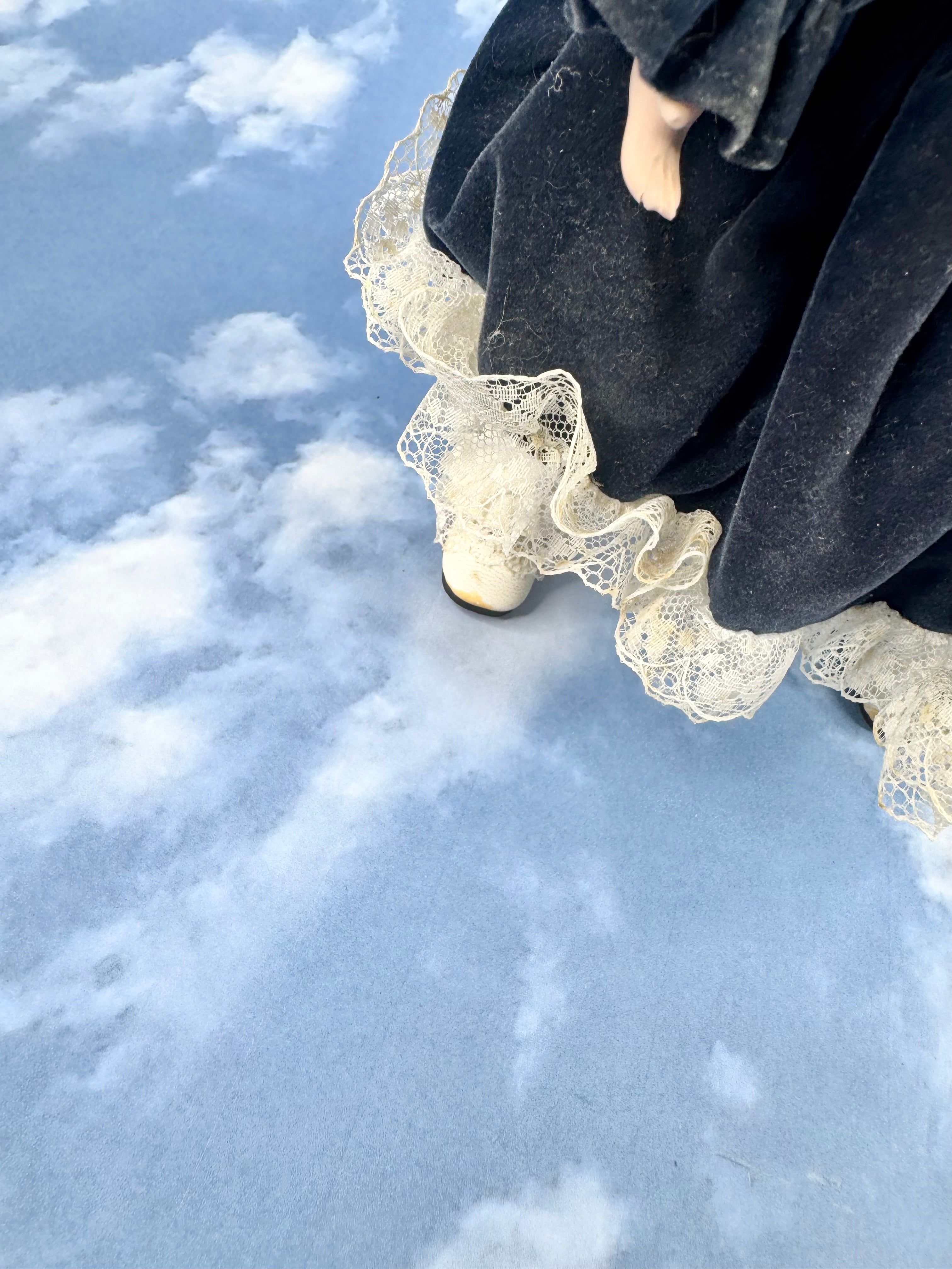 Black Velvet & White Lace China Doll