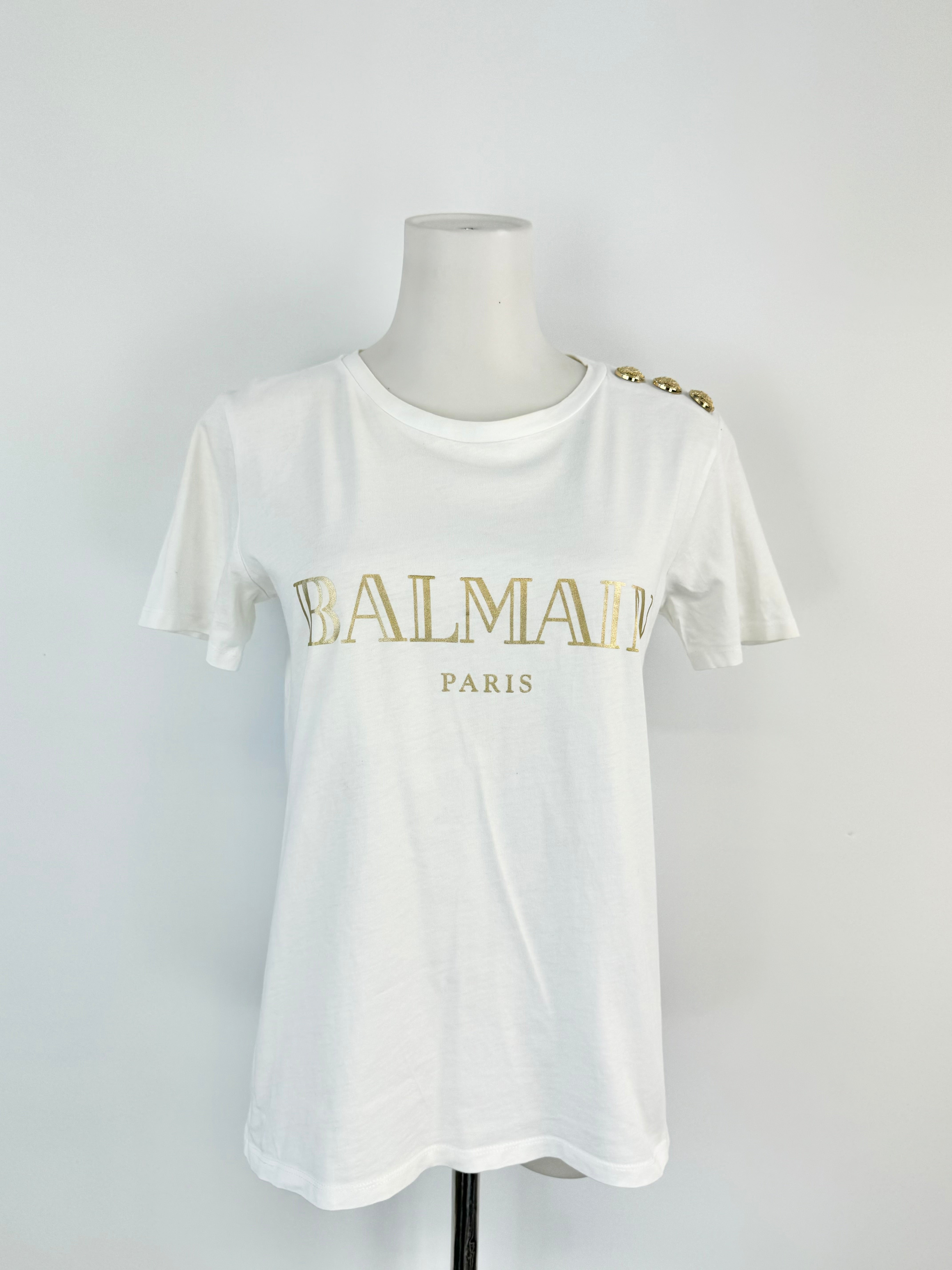 Balmain White Gold Logo T-Shirt - AU8/10