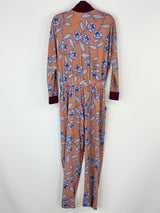 Obus Tan & Blue Rose Pattern Stretchy Jumpsuit - AU12