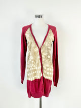 Kenzo Magenta & Taupe Contrast Cardigan - AU10