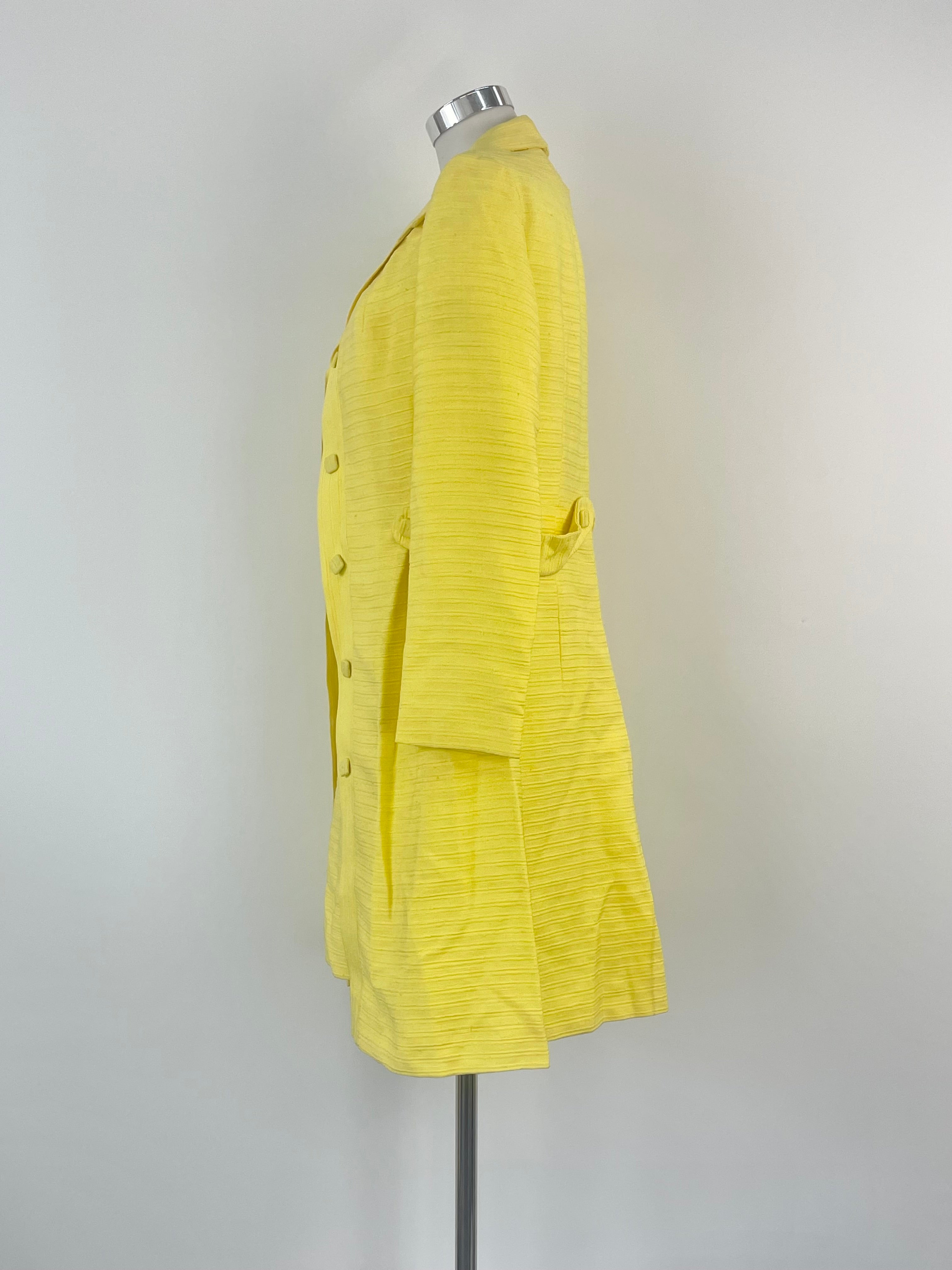 Vintage Merco Davron Canary Yellow Ribbed Coat & Dress Set - AU8