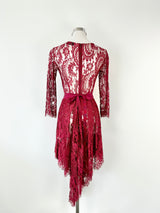 Lover Burgundy 'Serpent' Lace Midi Dress - AU8/10