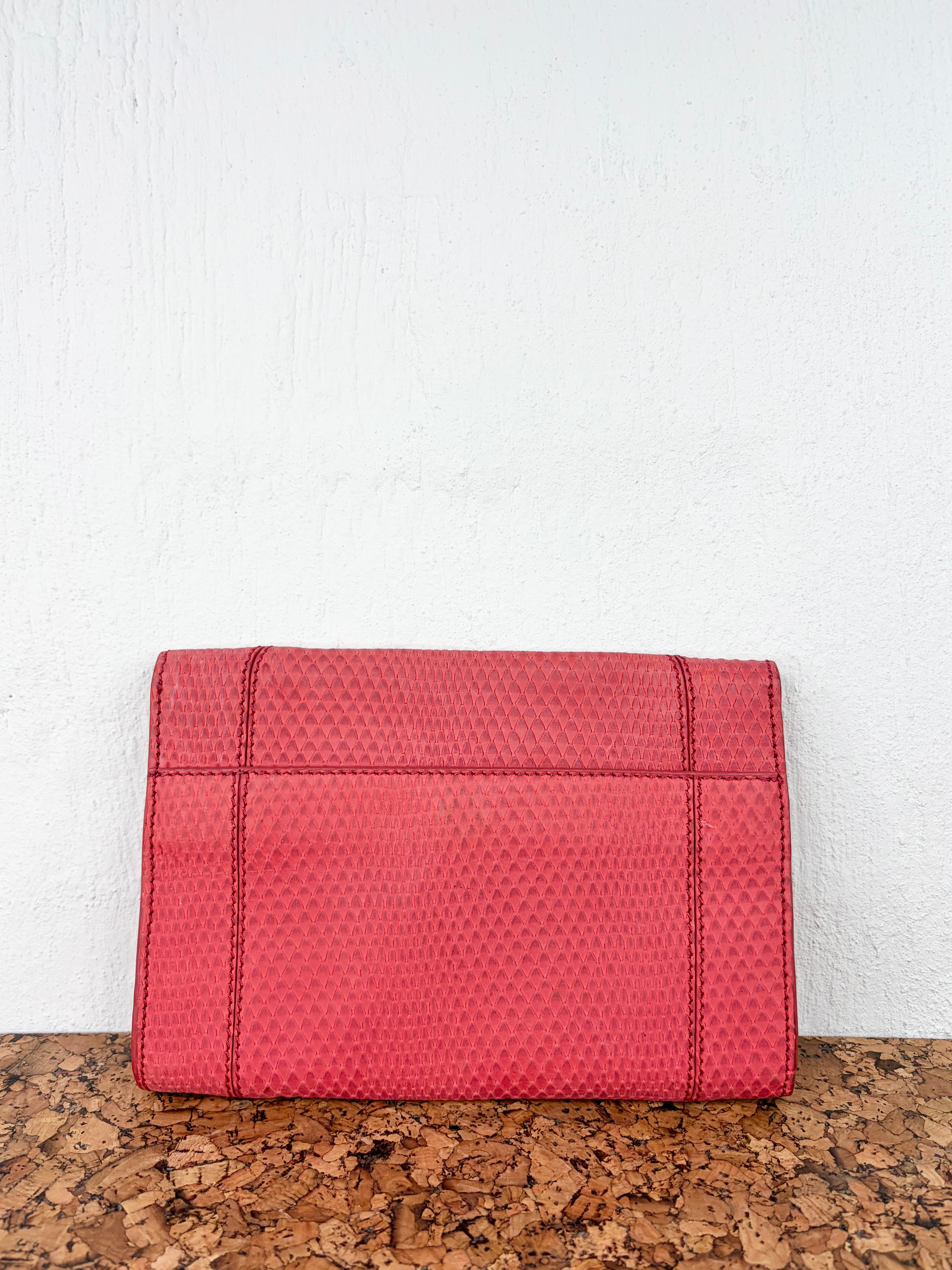 Oroton Pink Faux Snake Clutch