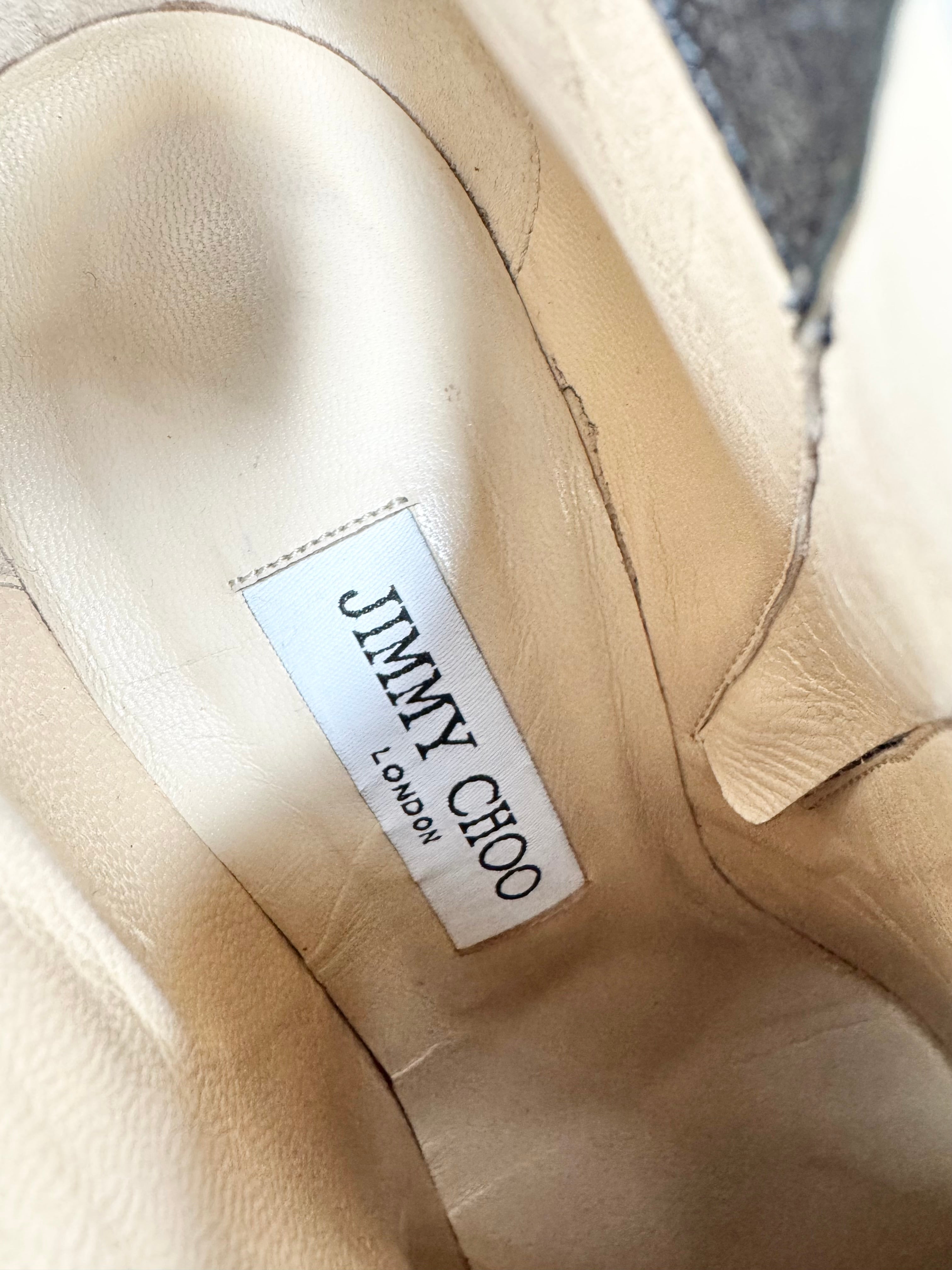 Jimmy Choo Black Grained Leather 'Liesel' Ankle Boots - EU36