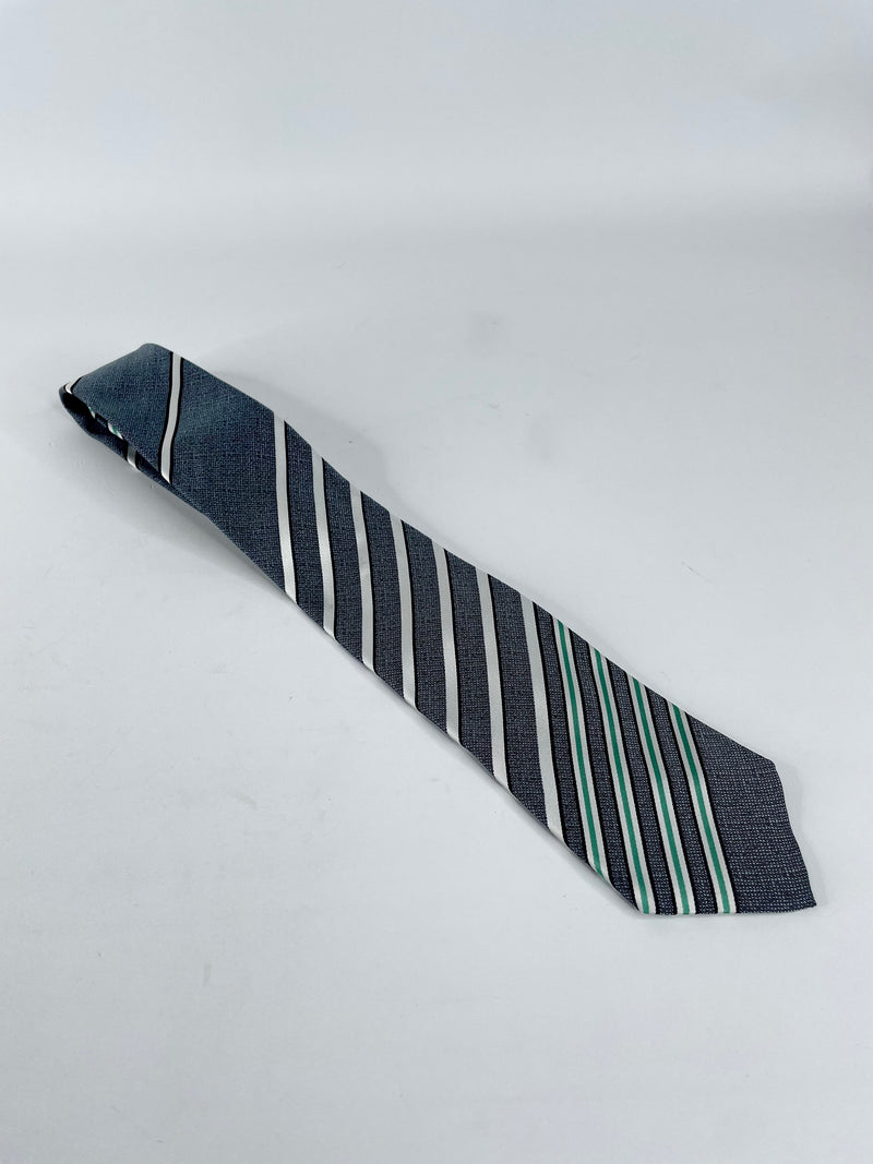 Kenzo Stone Blue Striped Silk Tie