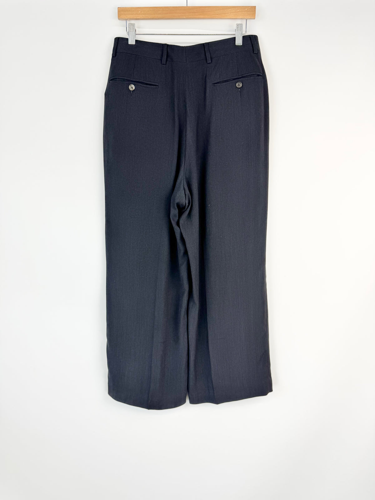Vintage 80s Giorgio Armani Black Wide Leg Slacks - AU8/10