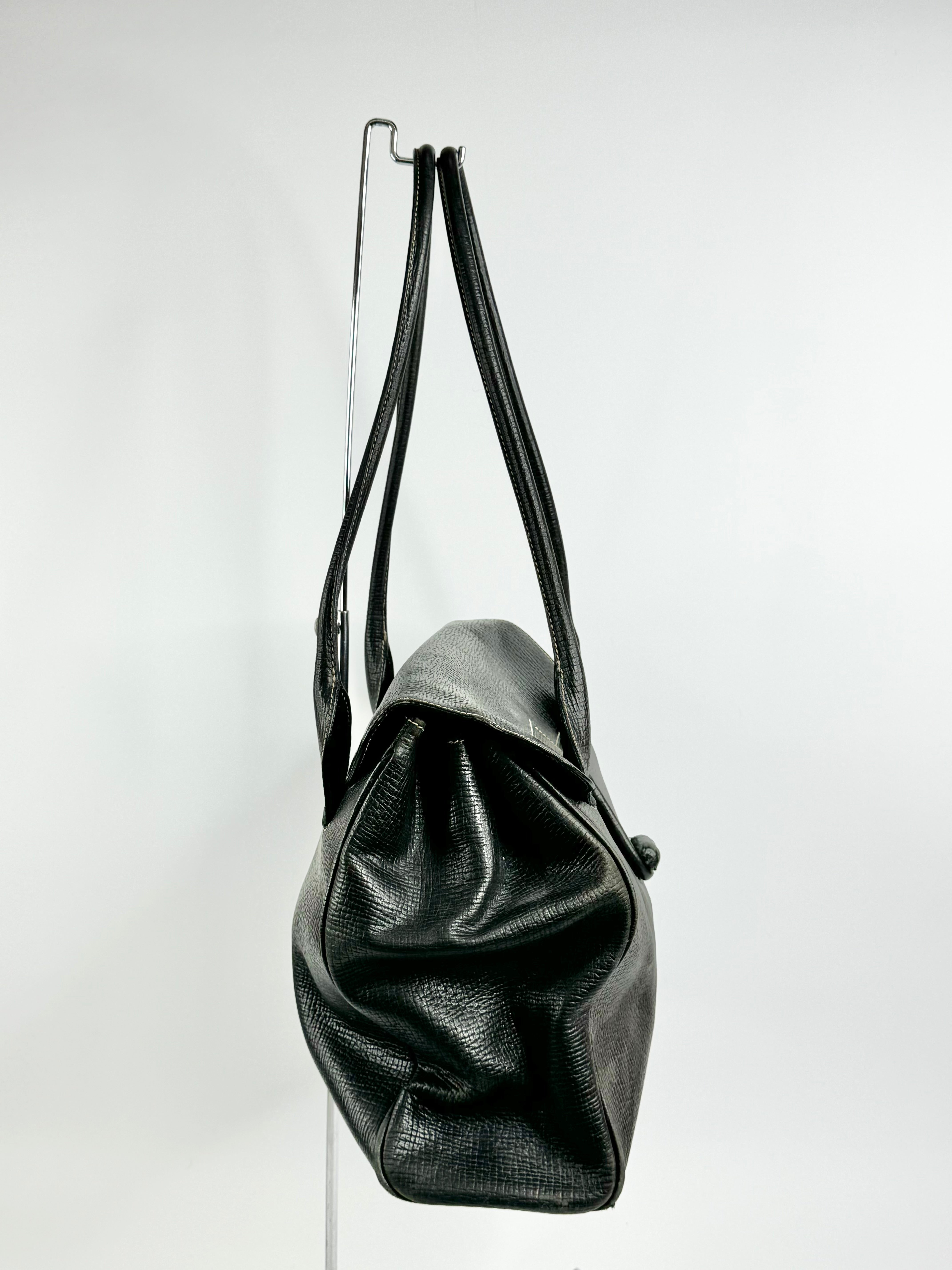 Vintage Loewe Black Leather Shoulder Bag
