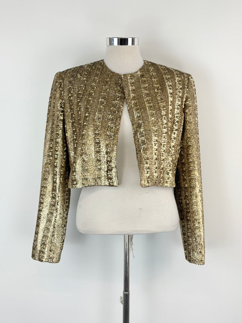Carla Zampatti Gold Sequin 'Verona' Shoulder Jacket - AU12