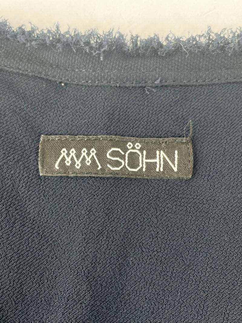 MM Sohn Navy Blue Sequined Sleeveless Top - AU12/14