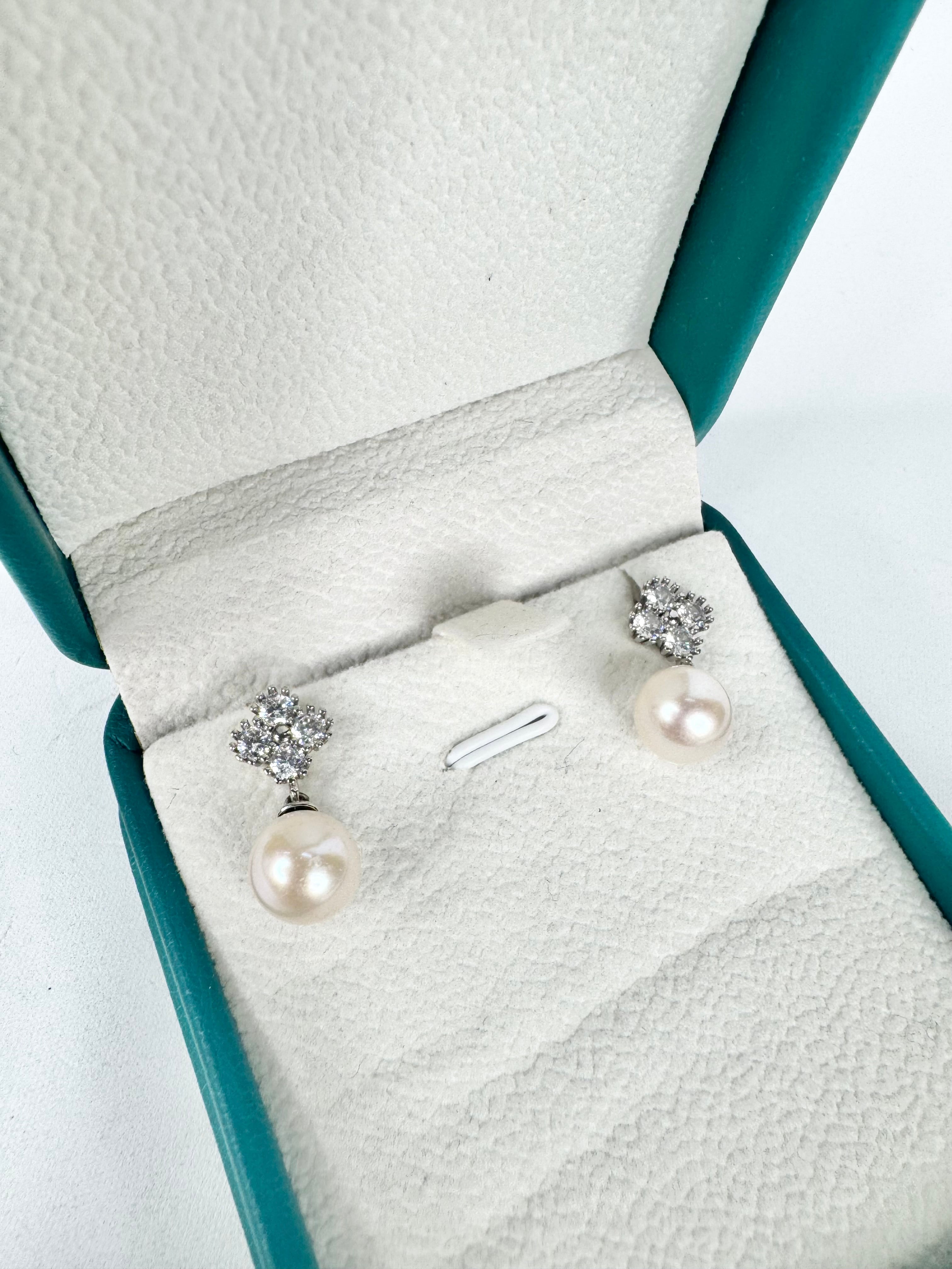 Silver, Crystal & Freshwater Pearl Earrings