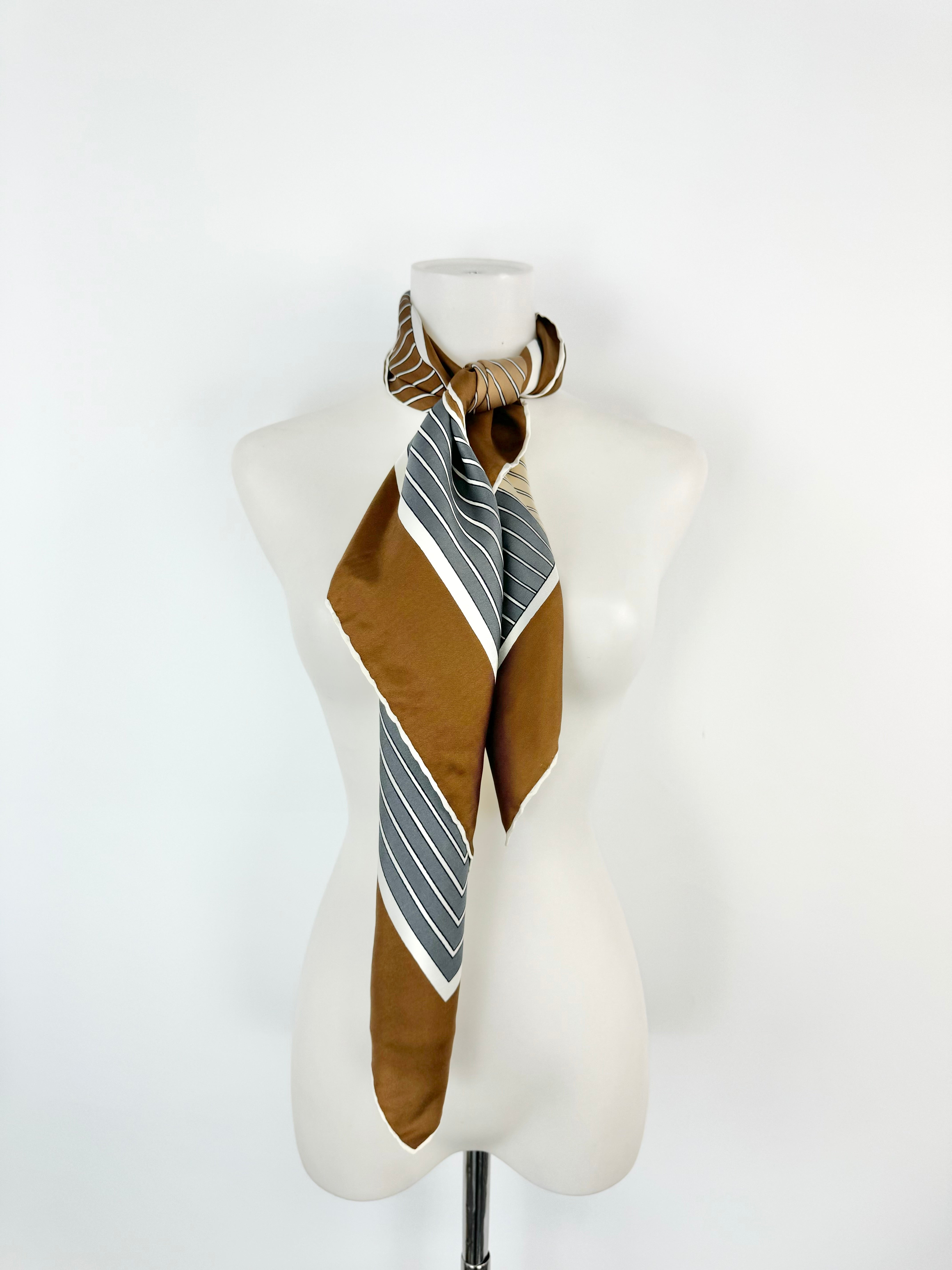 Vintage Jaeger London Silk Block Patterned Scarf