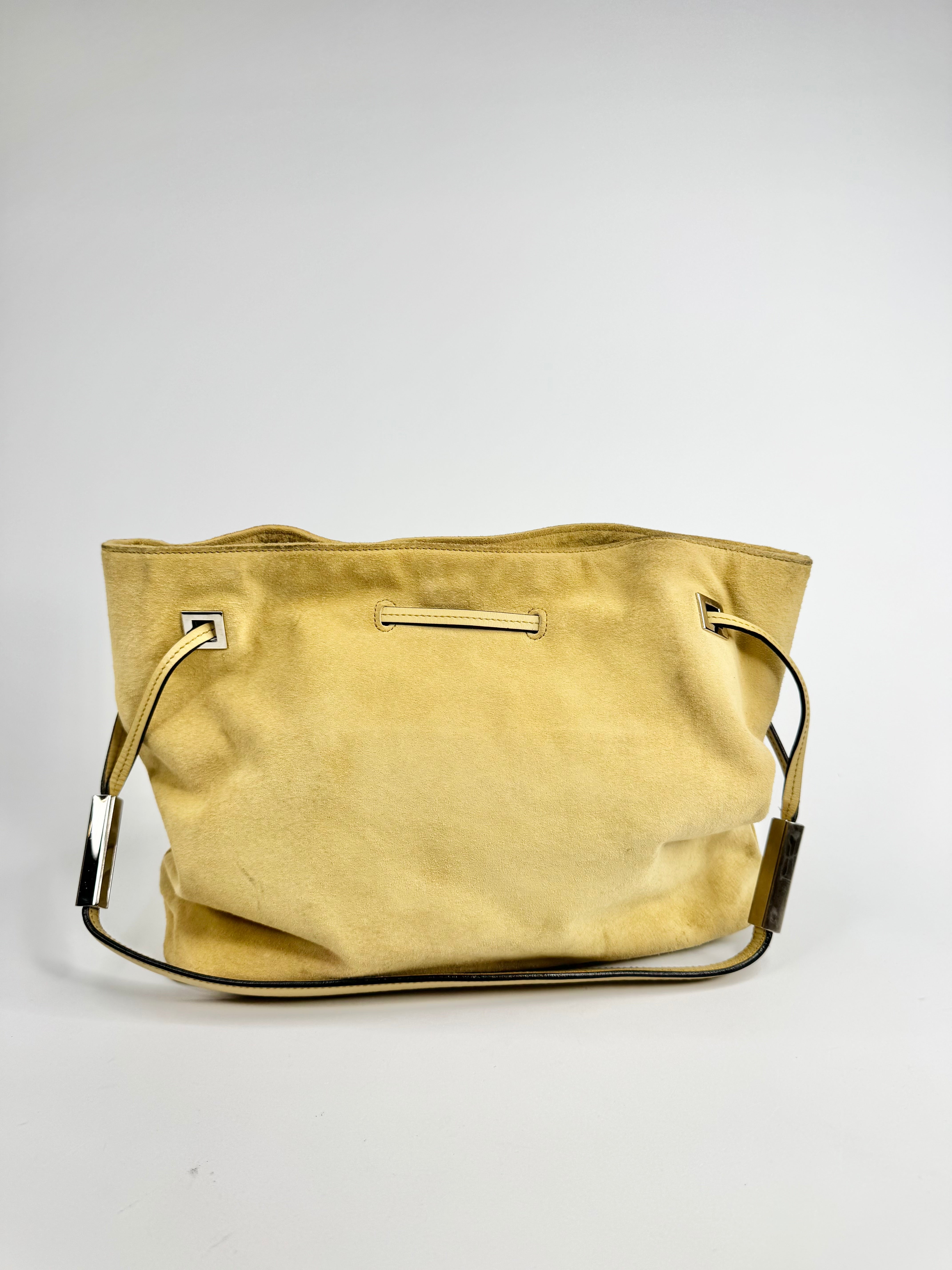 Vintage Bally 'Cladria' Butter Yellow Suede Shoulder Bag