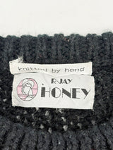 R-Jay Honey Vintage Hand-Knitted Black Wool Sweater - AU10