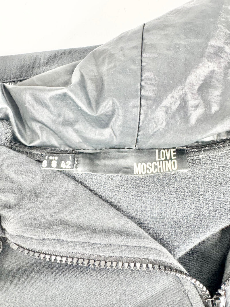 Love Moschino Black Puff Sleeve Black Zippered Hoodie - AU10