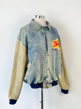 Vintage Boogie's Diner Aspen Leather & Denim Bomber Jacket - L