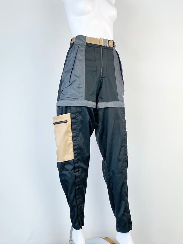 Air Jordan Black Grey & Beige Parachute Pants - M