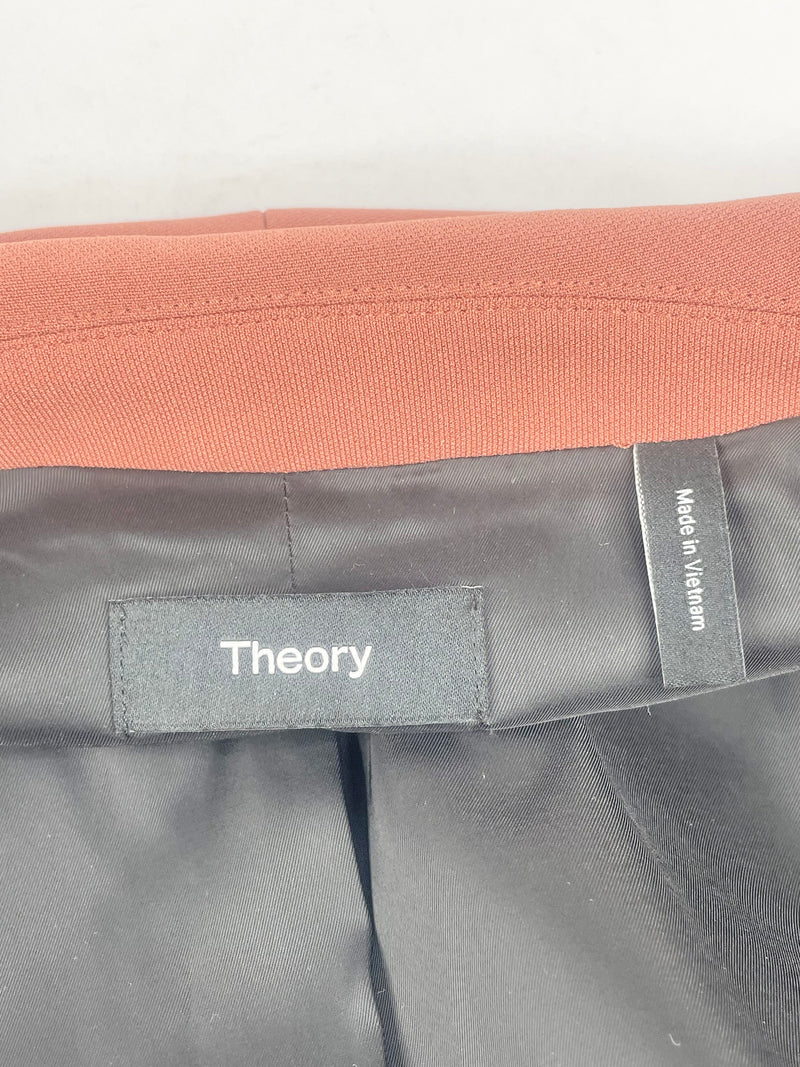 Theory Clay Red 'Gabrielle P2' Crepe Fitted Blazer - AU8/10