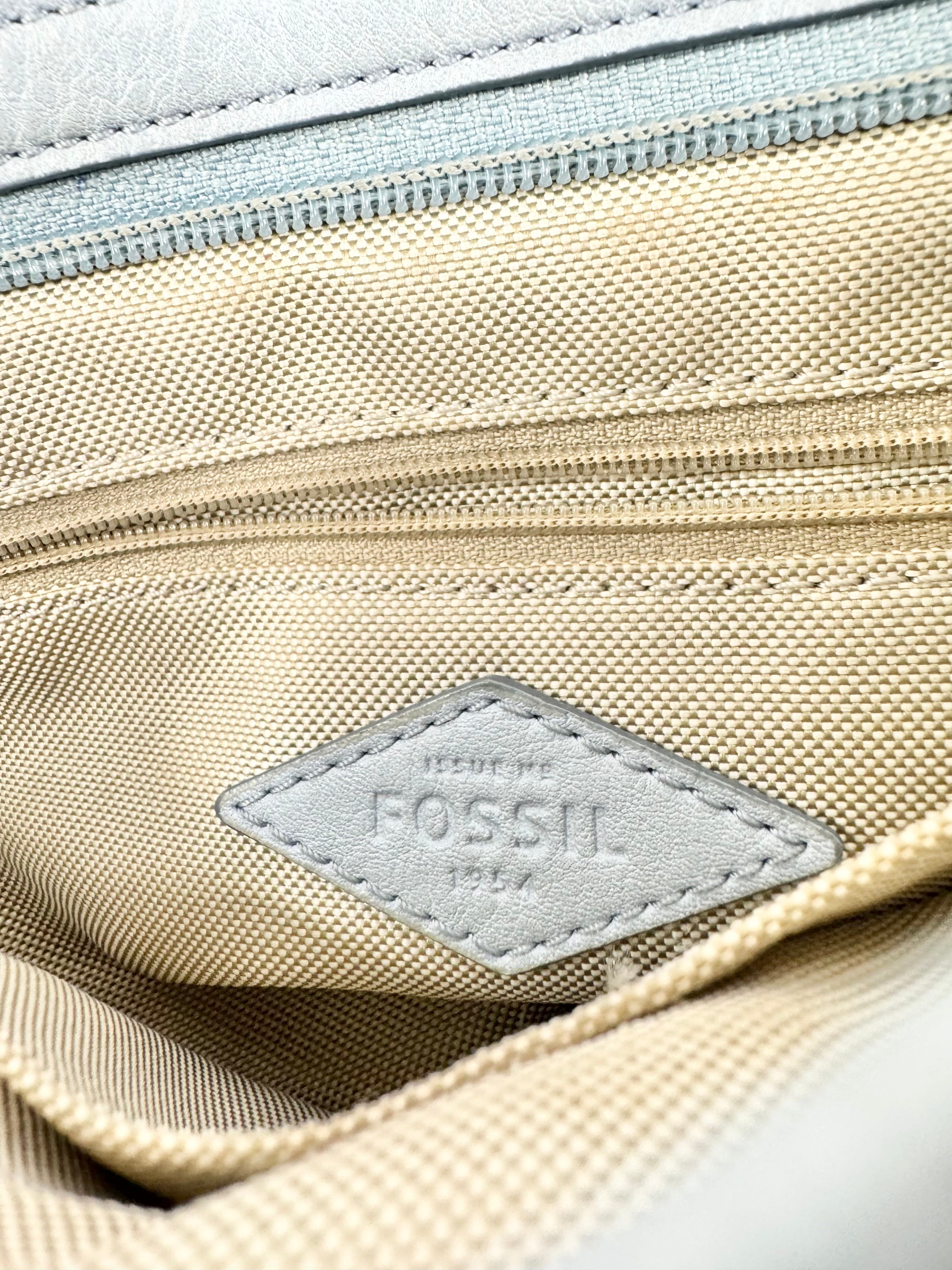 Fossil Cornflower Blue Grained Leather Shoulder Bag