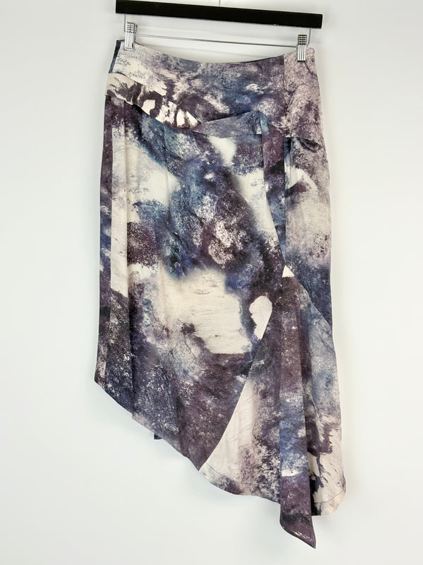 Willow Abstract-Print Asymmetric Midi Skirt - AU10