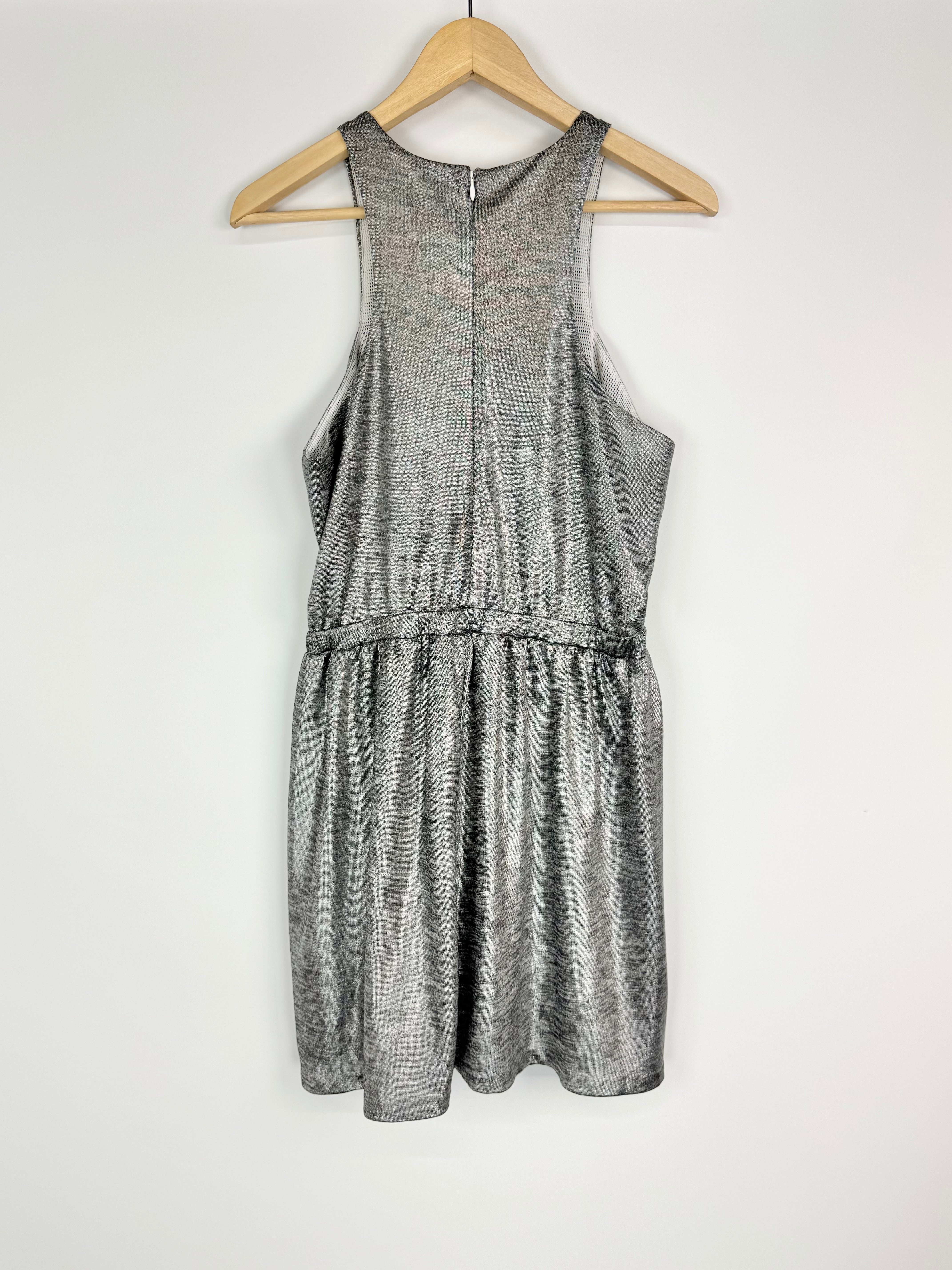 C&M Camilla & Marc Metallic Silver 'Spinning Together Dress' Blouson Dress - AU12