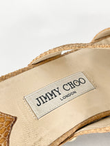 Jimmy Choo London Beige Lizard Strap Sandals - EU38