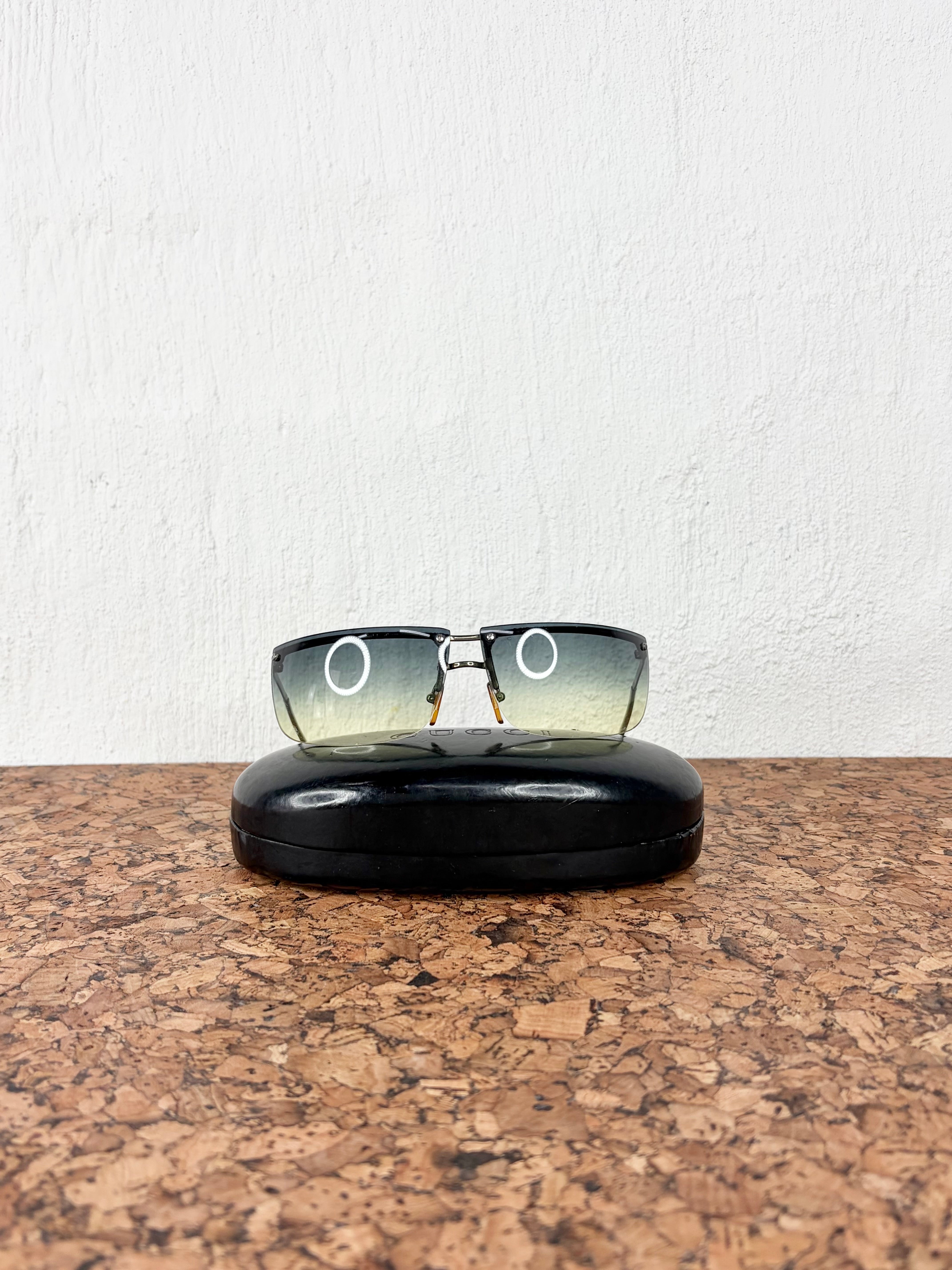 Gucci GG 2653/S Green Rimless Shield Sunglasses