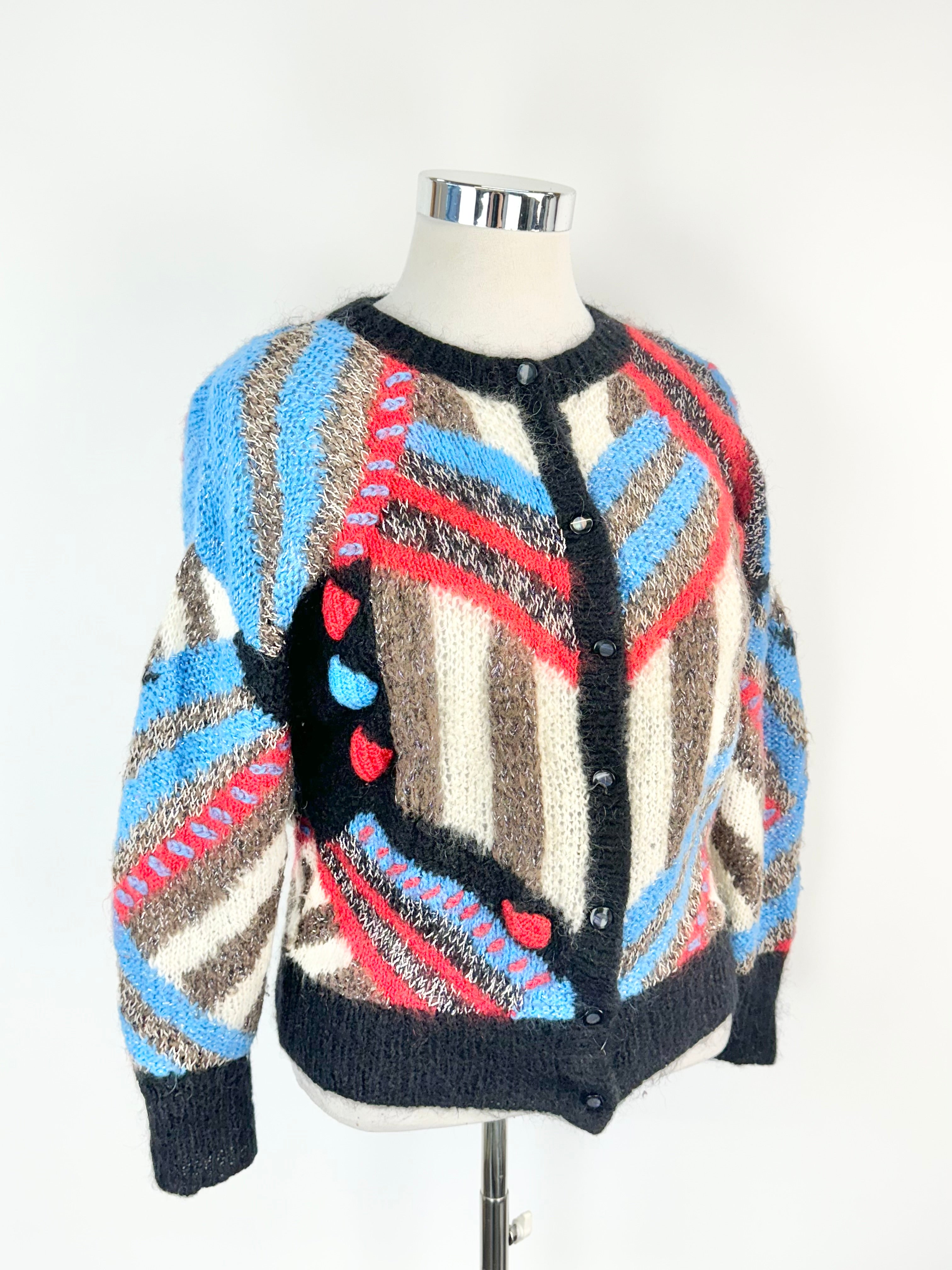 Hand Knit Multicolour Fluffy Cardigan