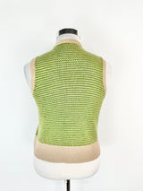 Hand Knitted Green & Taupe Vest - AU8