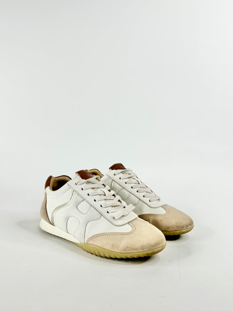 Hogan White & Cream Memory Foam Sneakers - EU35