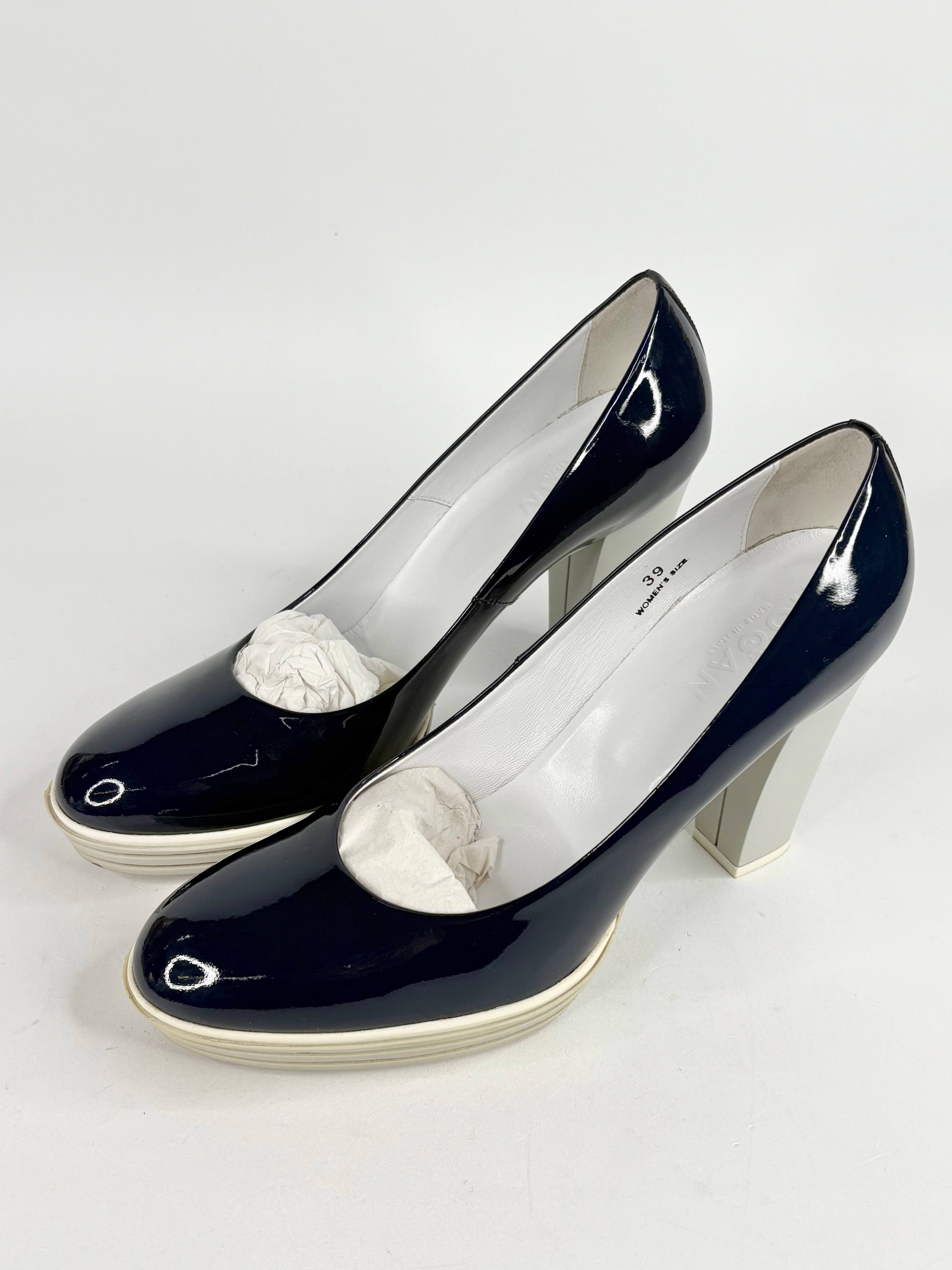 Hogan Patent Dark Blue Leather Pumps - EU39